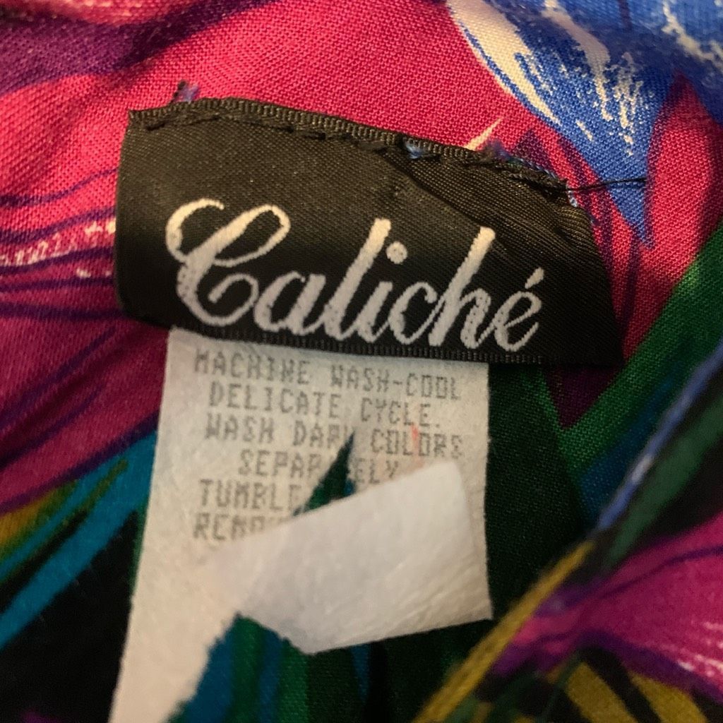 Vintage Vintage 90s Maxi Dress Tropical Print Black Magenta Pink Blue Floral Sleeveless Size M / US 6-8 / IT 42-44 - 9 Thumbnail