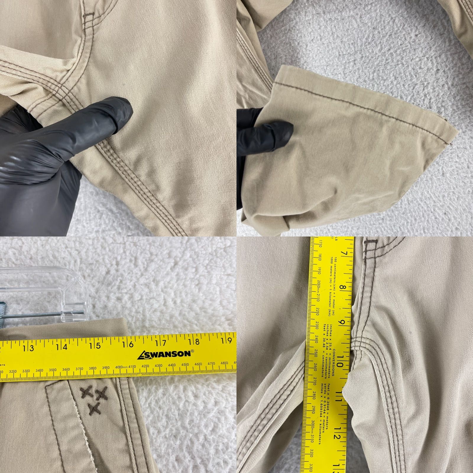 Vintage XXX Rude Beige Khaki Chino Skinny Pants Mens Casual Work Wear 30x32 Regular Flat Front Button Zip 10204 Size US 30 / EU 46 - 8 Thumbnail