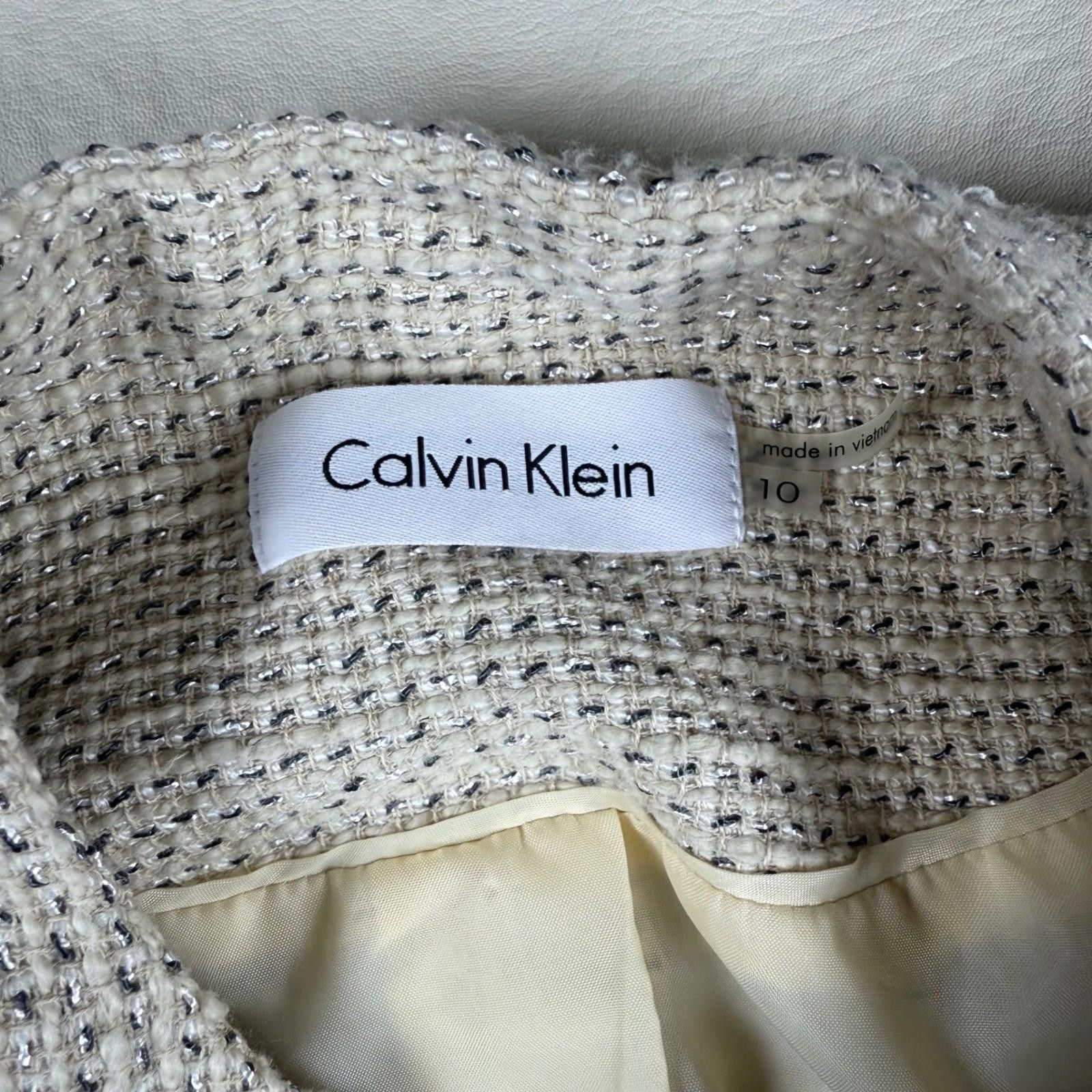 Calvin Klein Calvin Klein Womens Textured Tweed Zip Blazer Jacket Size 10 Size L / US 10 / IT 46 - 5 Thumbnail