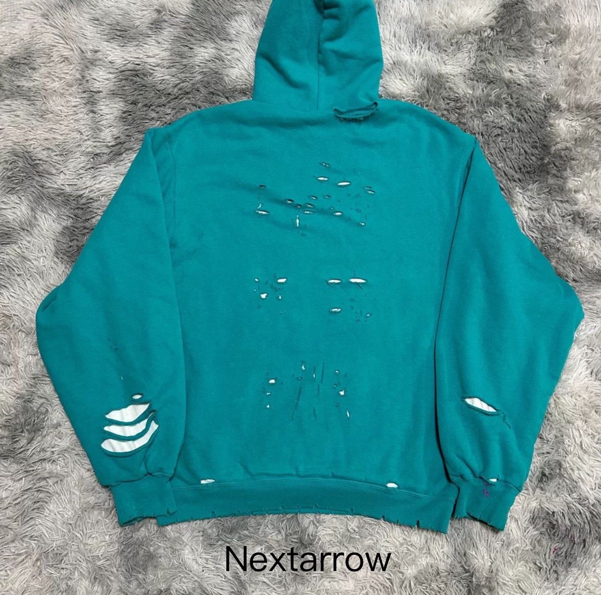 Balenciaga Balenciaga Lake Blue Destruction Double layered Hoodie Size US XXS / EU 40 - 2 Thumbnail