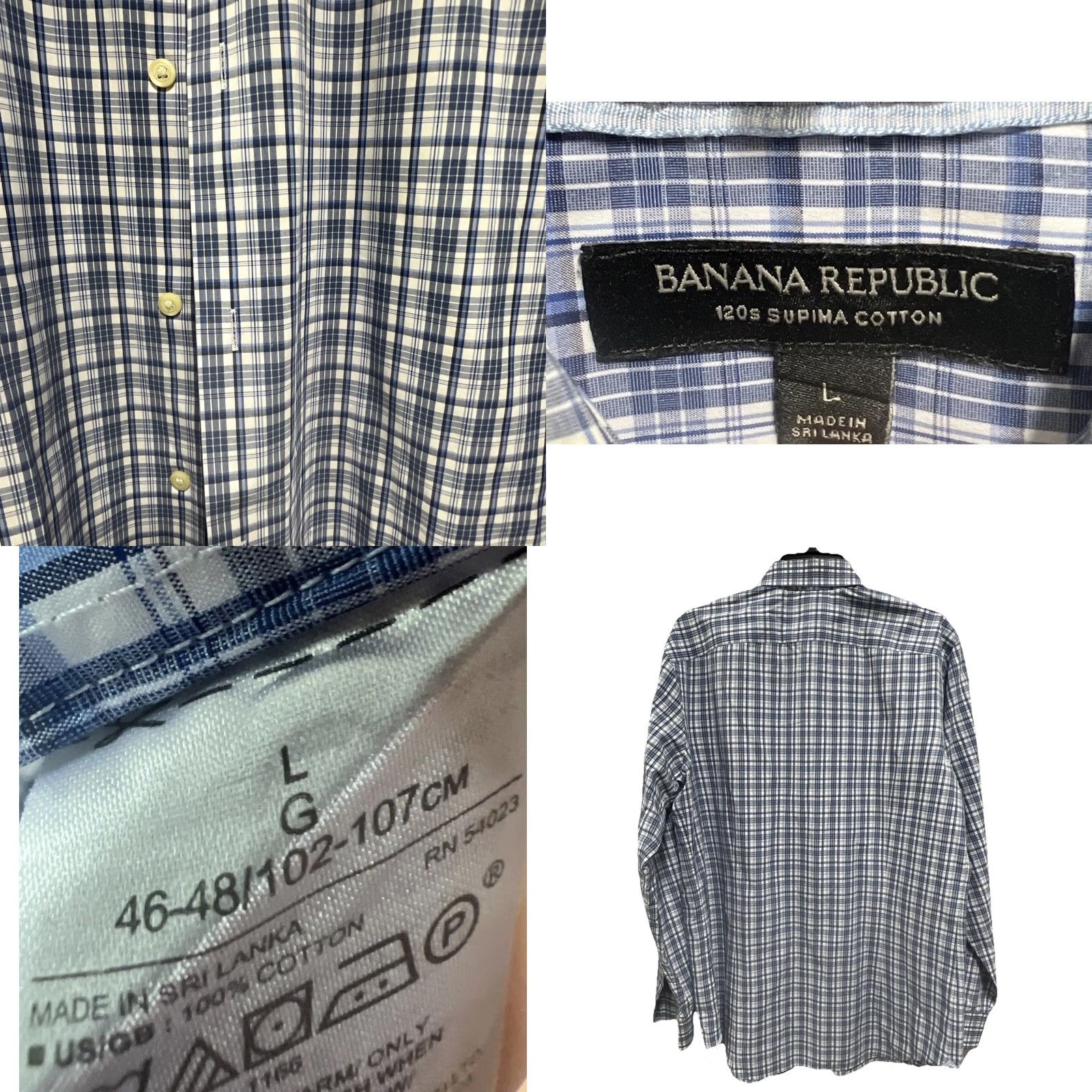 Banana Republic Banana Republic Grant Slim Fit Mens Size Large Check Stripe Shirts Size 42R - 10 Thumbnail