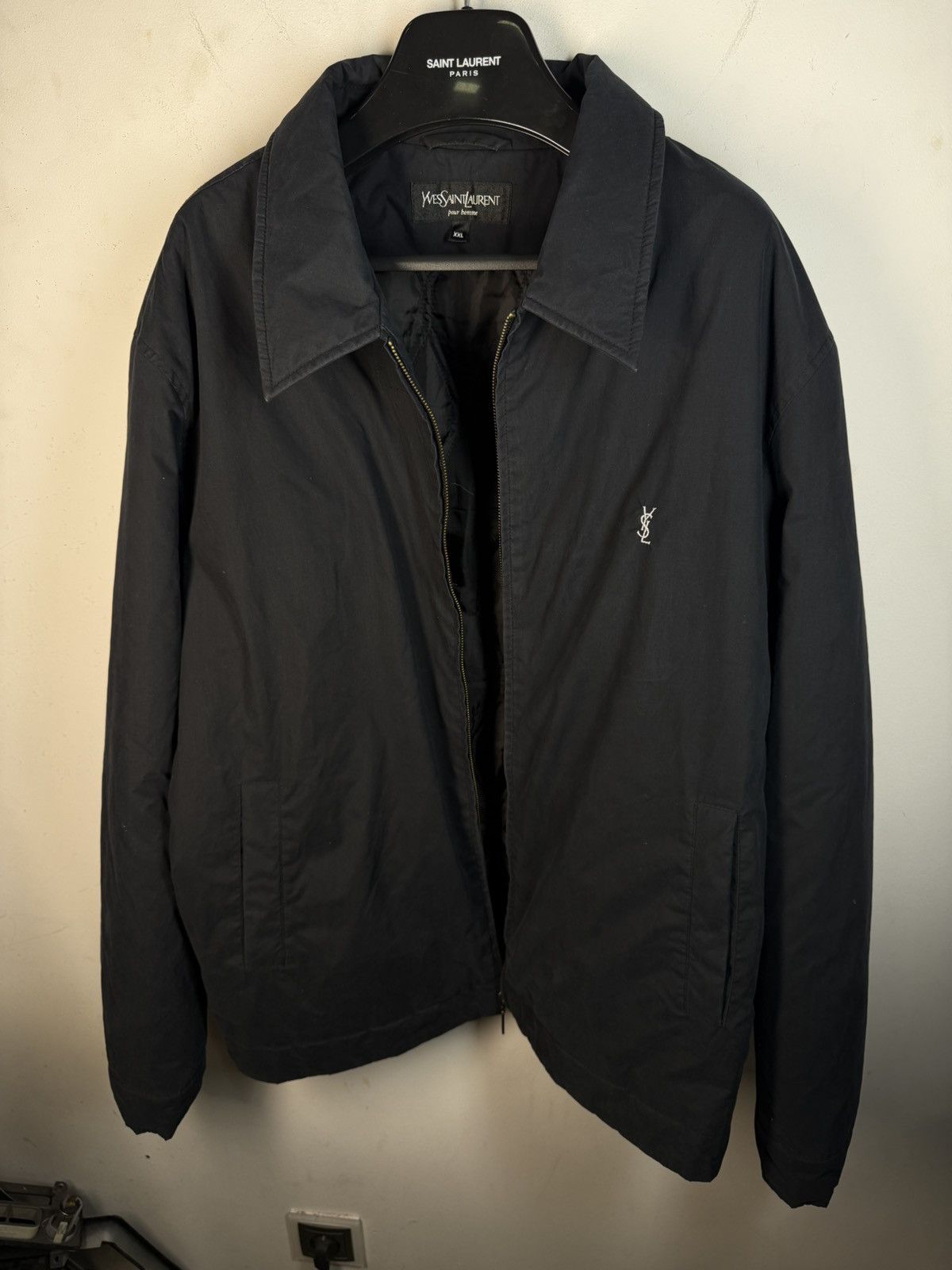 Yves Saint Laurent Black Warm YSL Jacket Bomber Zip Up Collar Vintage Logo y2k Size US XXL / EU 58 / 5 - 7 Thumbnail
