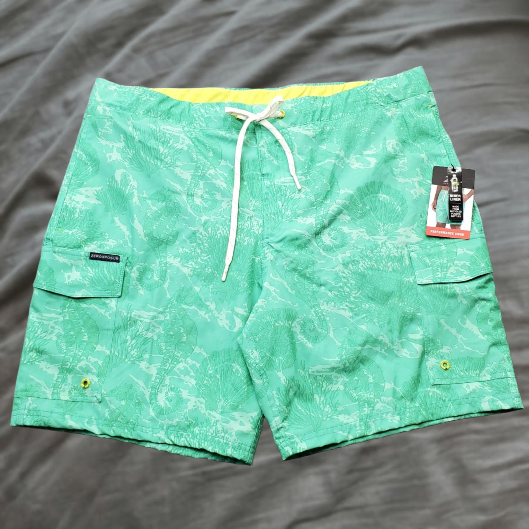 ZeroXposur ZeroXposur Mens XL Multi Reef Print Drawstring Lined Performance Swim Shorts Shirt Bottom Size US 36 / EU 52 - 1 Thumbnail