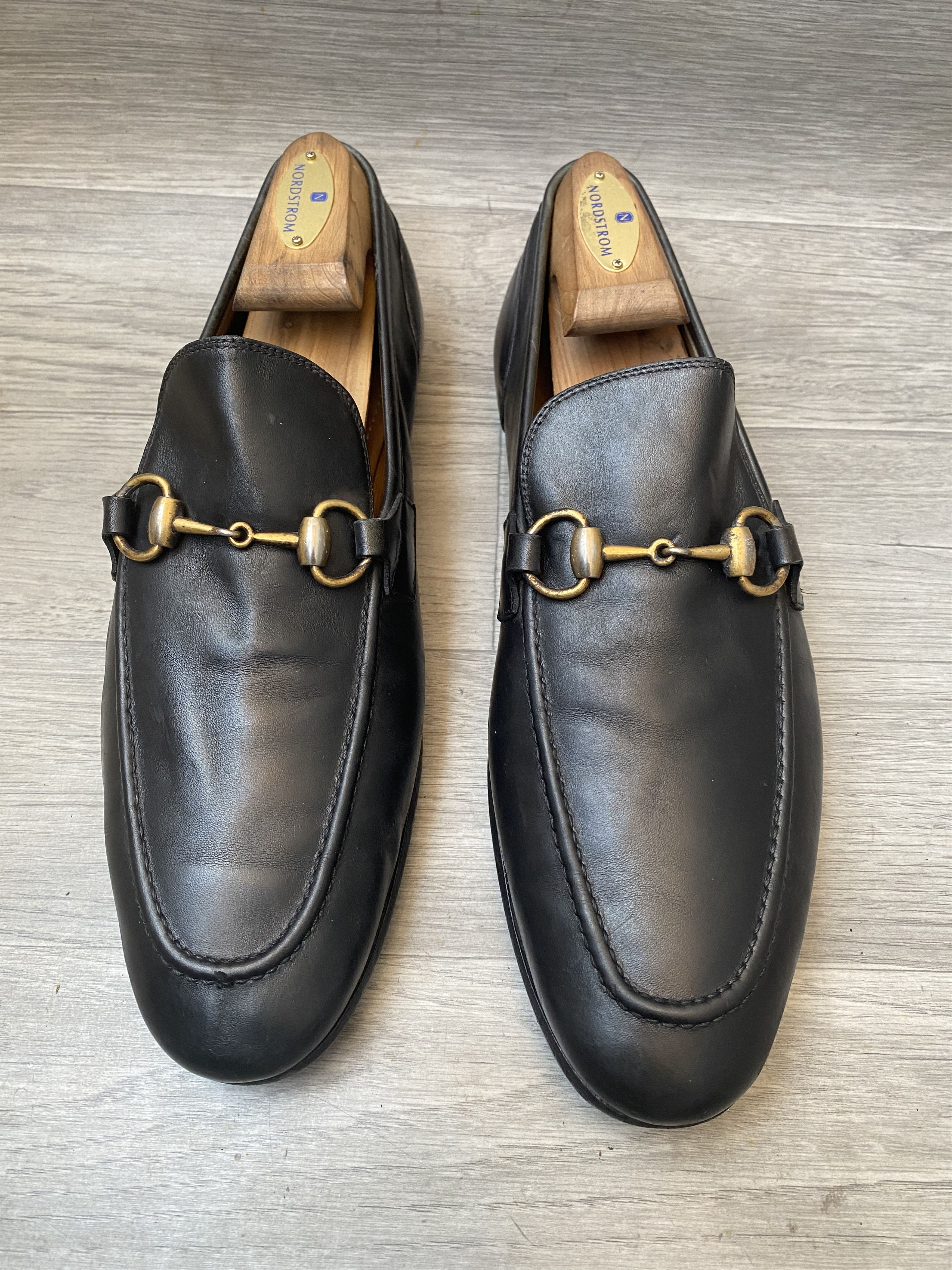 Gucci horsebit jordan black leather loafers sz 41