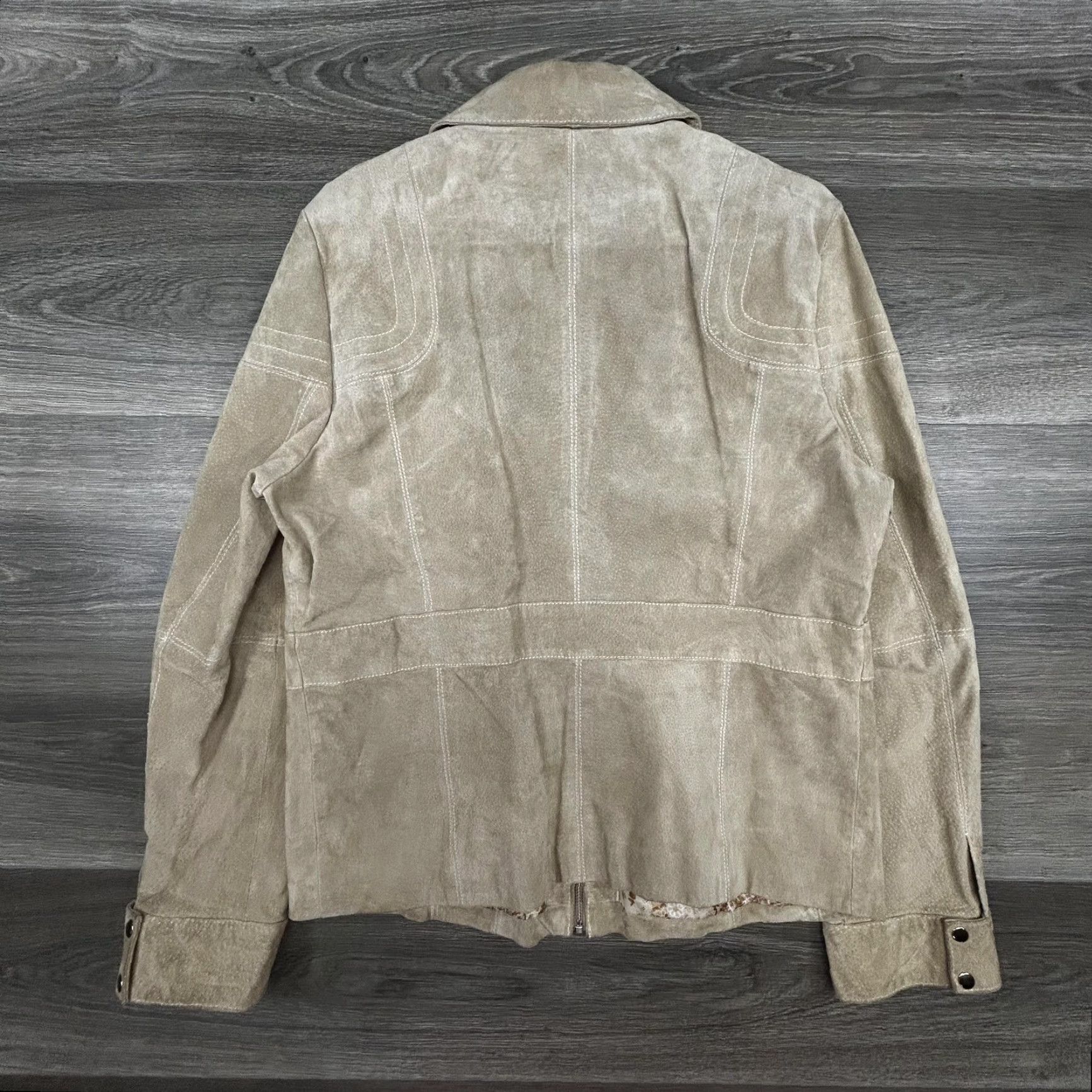 Vintage VINTAGE Wilsons Leather Jacket Womens Large Beige Suede Full Zip Lined Collared Western Shirt Size L / US 10 / IT 46 - 2 Thumbnail
