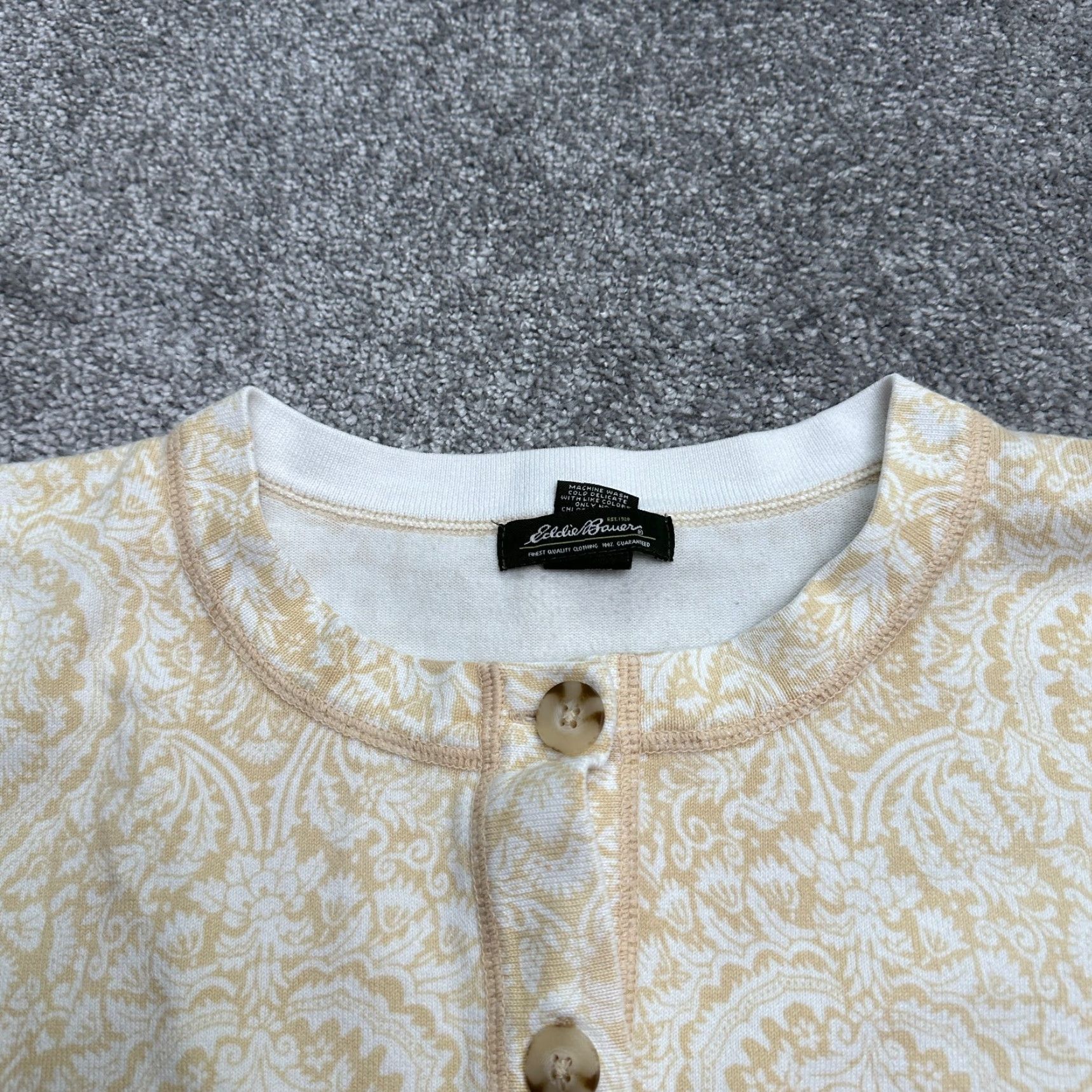 Eddie Bauer EDDIE BAUER Cardigan Sweater Women 2XL Yellow White Floral Button Down Casual Outdoor Size XXL / US 16-18 / IT 52-54 - 3 Thumbnail