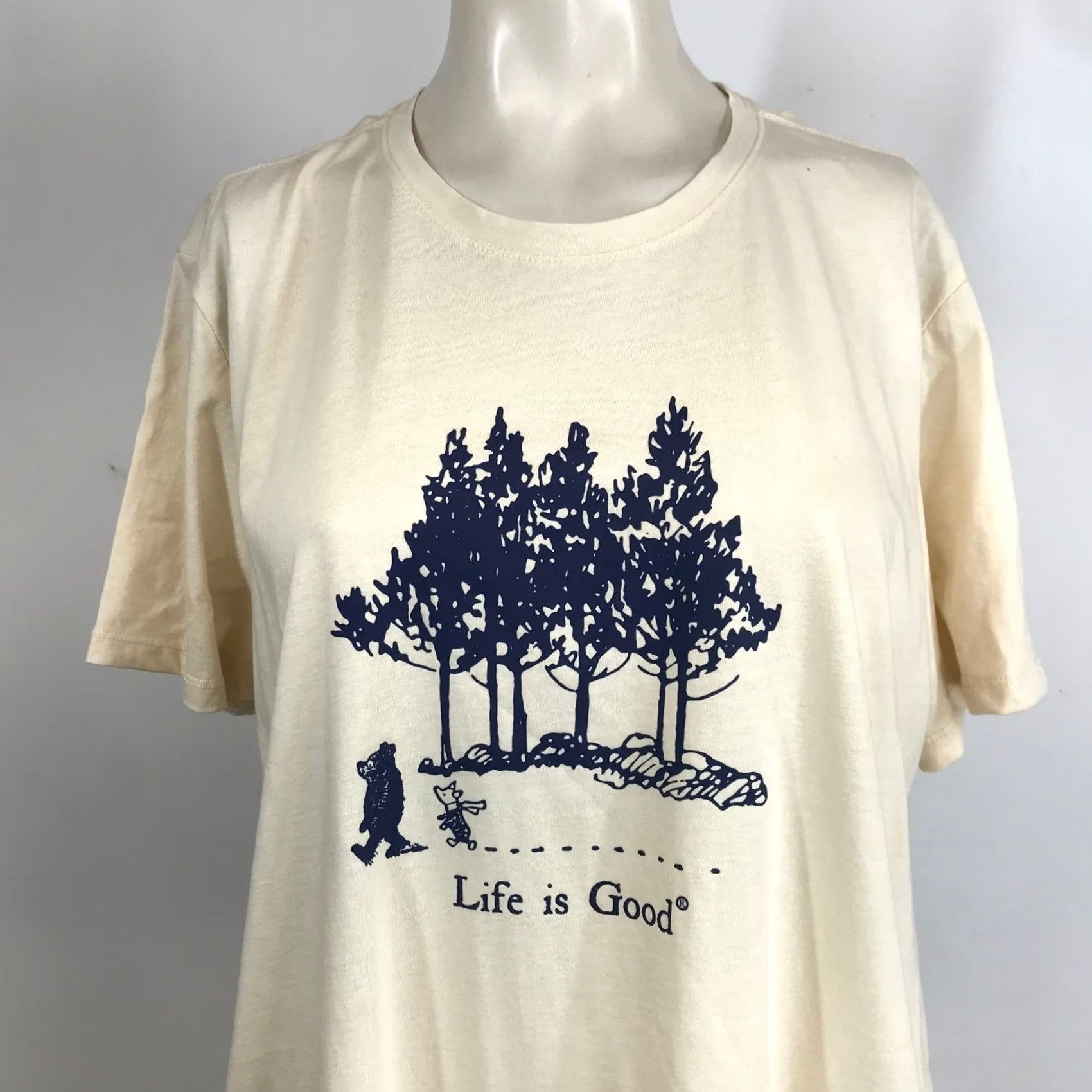 Life is Good Life is Good Shirt XL Cream Graphic Trees Bear Piglet Womens Size XL / US 12-14 / IT 48-50 - 2 Thumbnail