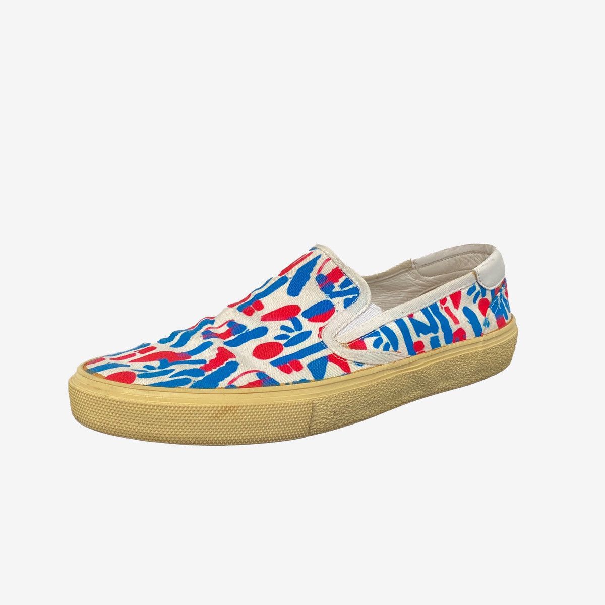 image of Saint Laurent X Matt Connors Canvas Slip On Sneakers in White, Men's (Size 10)
