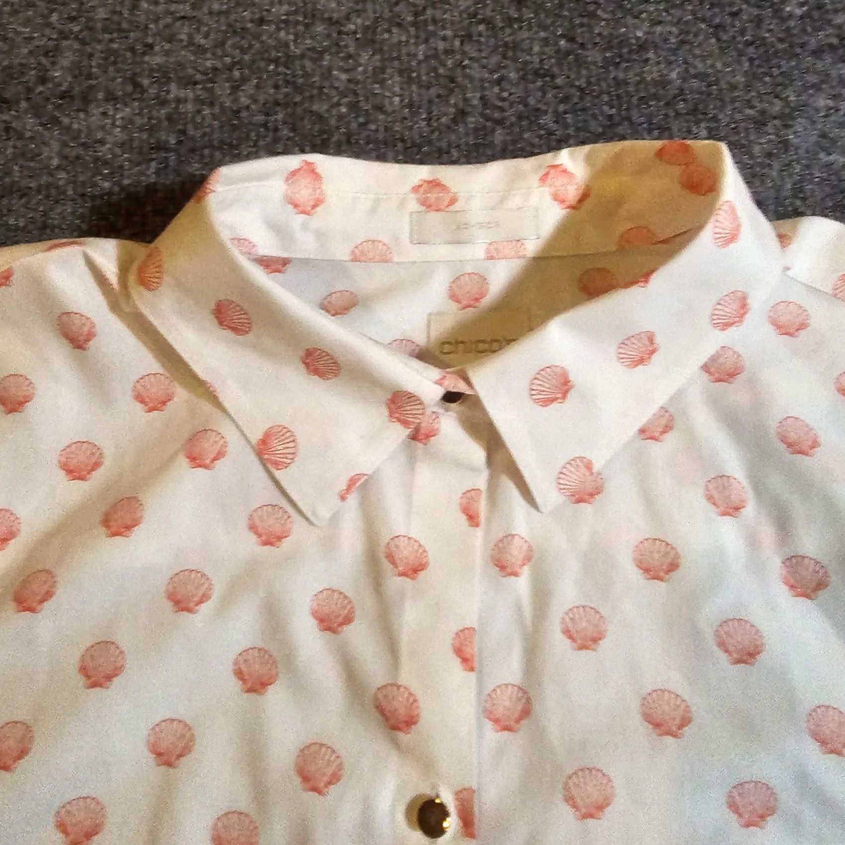 Vintage Chicos Top Shirt Womens Large White Pink Shell Beach Button Long Sleeve Career Size L / US 10 / IT 46 - 3 Thumbnail