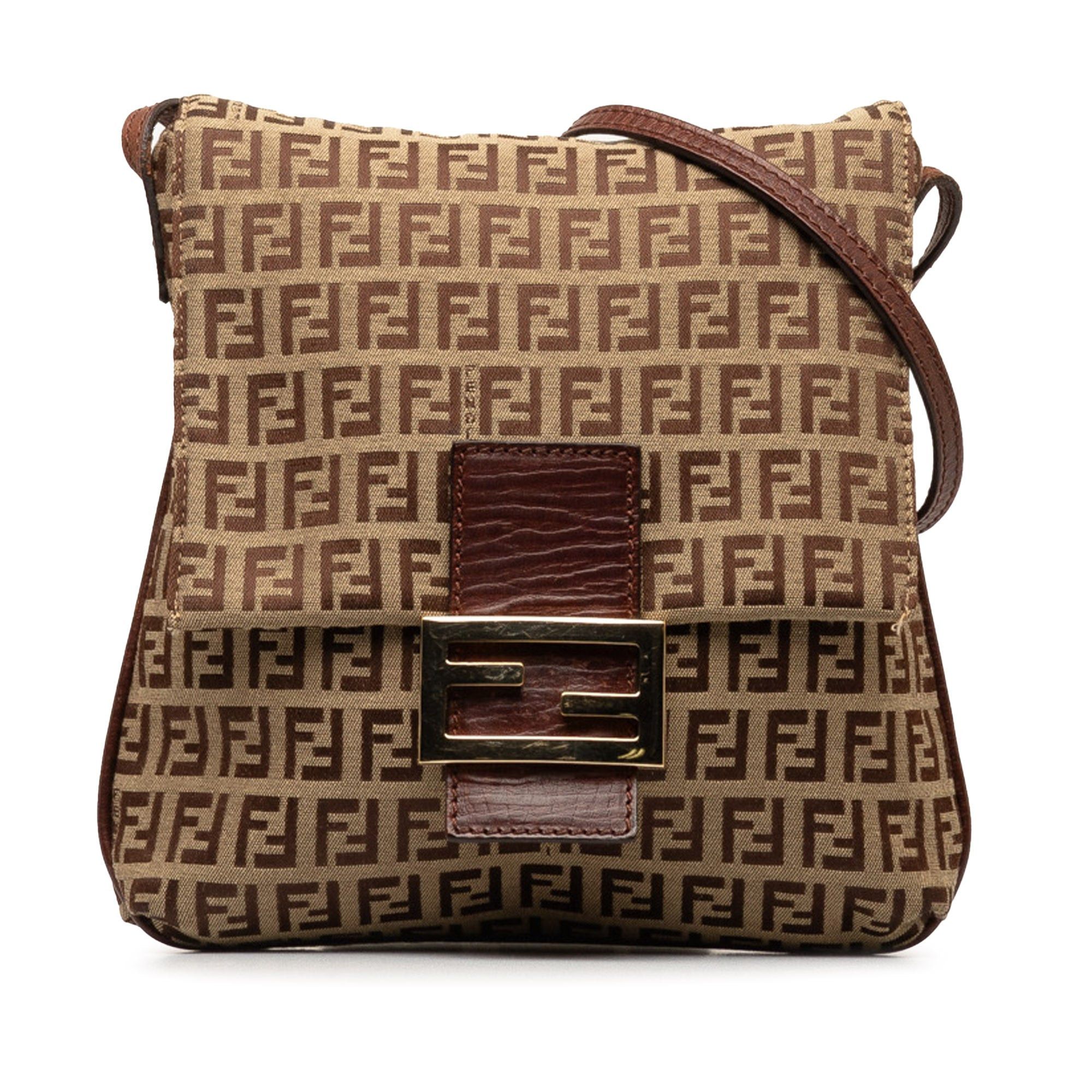 image of Fendi Zucchino Crossbody Bag in Brown, Women's