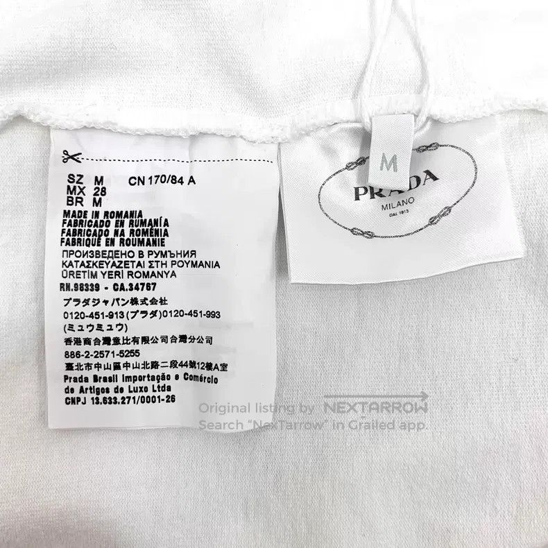 Prada Prada 23 white triangle cotton round-neck short-sleeved T- Size M / US 6-8 / IT 42-44 - 8 Thumbnail