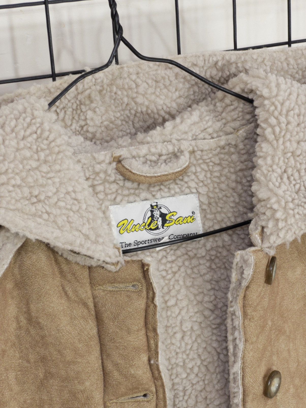 Vintage Uncle Sam Y2K Cropped Faux Shearling Jacket Size M / US 6-8 / IT 42-44 - 3 Thumbnail
