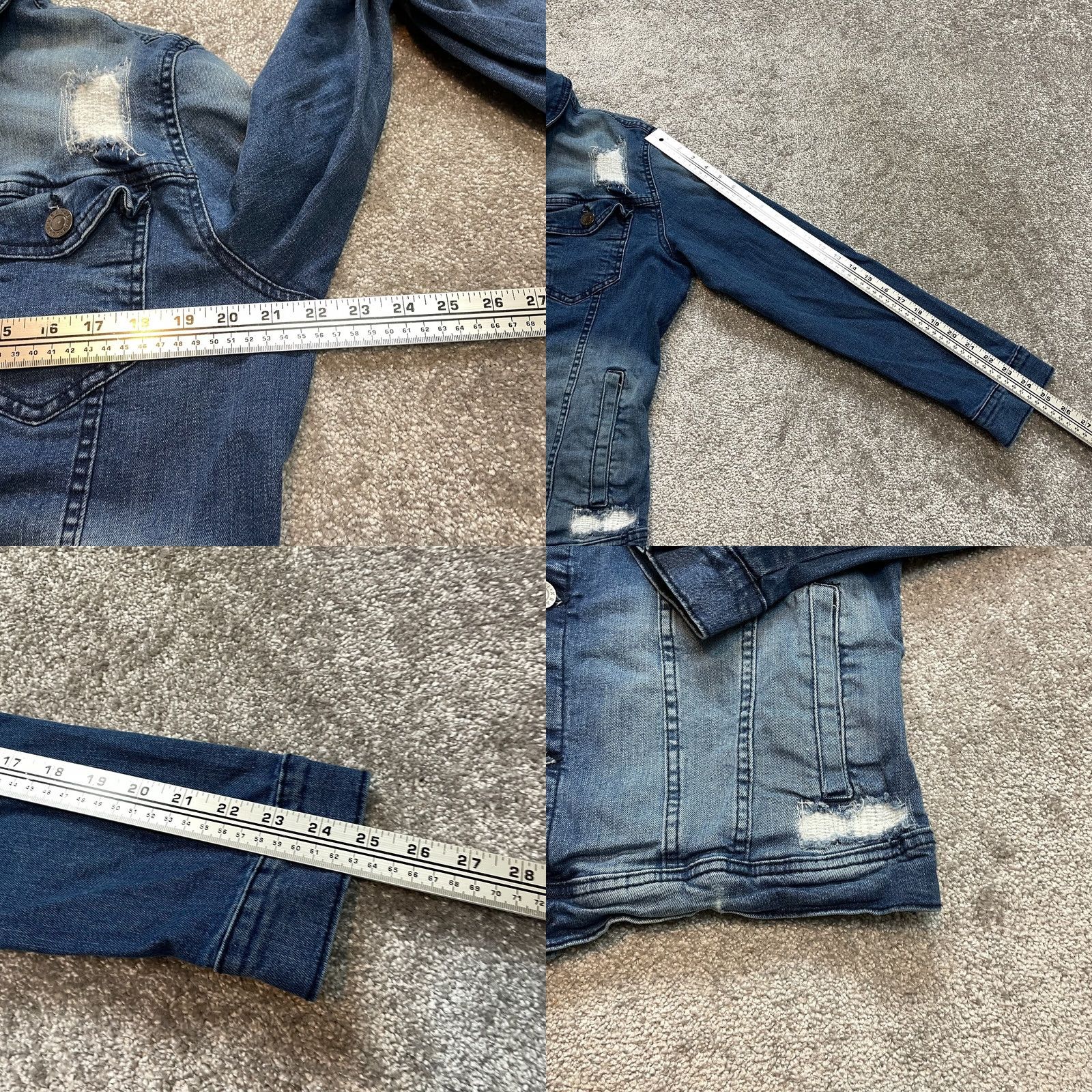 Vintage XRAY Jacket Mens M Blue Denim Distressed Patch Button Up Short Sleeve? (adjust to avoid extra words) Size US 31 - 8 Thumbnail