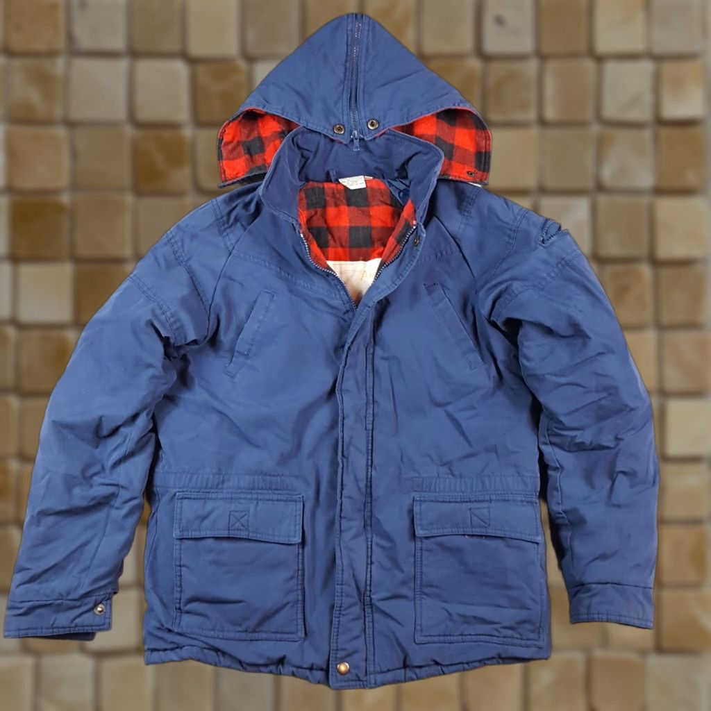 Vintage VINTAGE Art II Jacket Men 80s Buffalo Plaid Flannel Lined Hooded Outdoor Coat Blue Medium, Full Zip, Pockets, Lined, Vintage 80s, Fall, Spring, Winter Size US M / EU 48-50 / 2 - 1 Thumbnail
