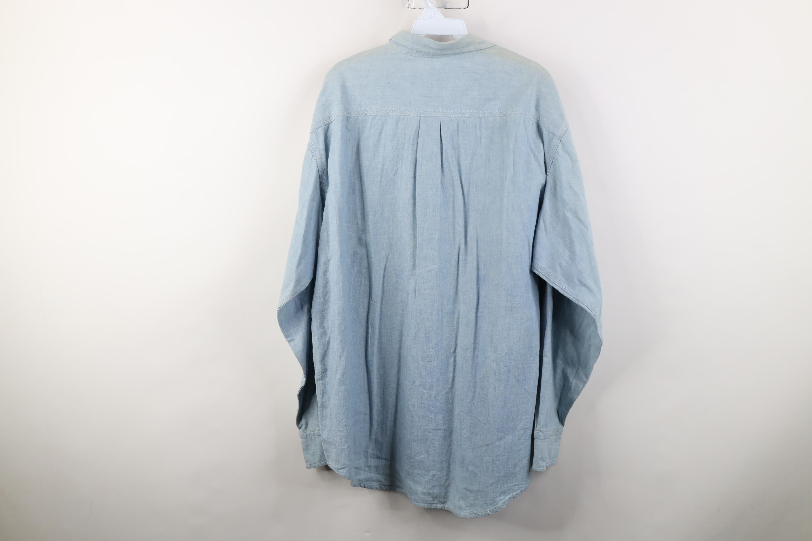 Calvin Klein Deadstock Vtg 90s Calvin Klein Chambray Work Collared Shirt Size US L / EU 52-54 / 3 - 12 Thumbnail