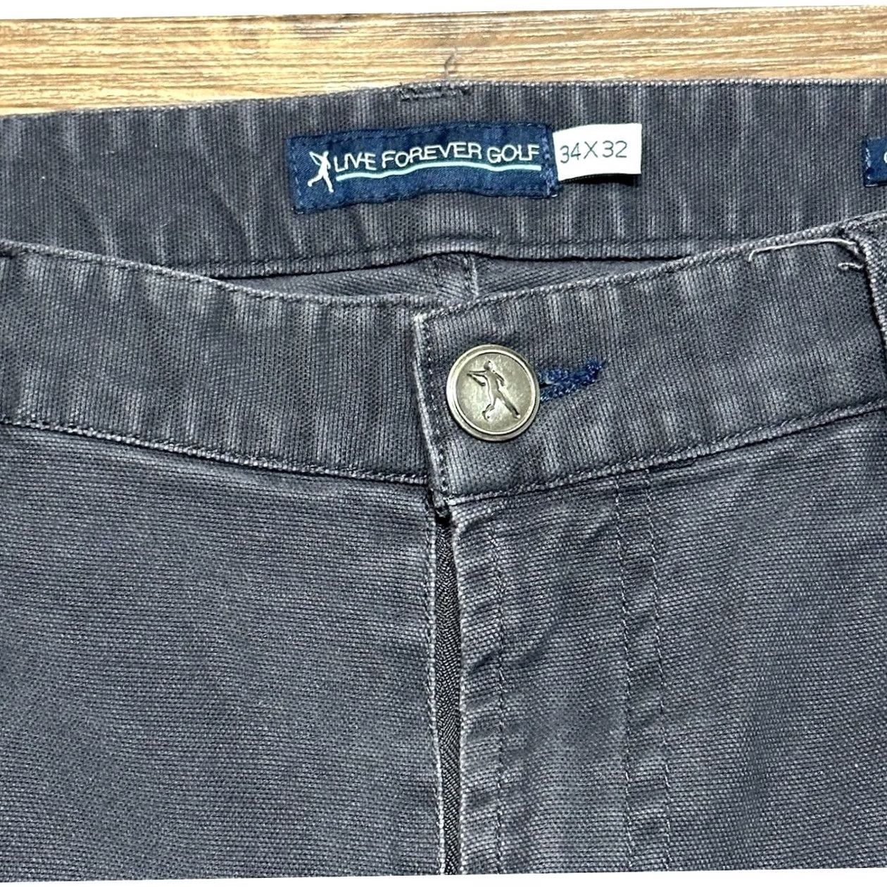 Vintage Live Forever Golf Pants Chino Men's 34 Regular Gray Solid Microfiber Polyester Spandex 28 34x28 Size US 36 / EU 52 - 2 Thumbnail