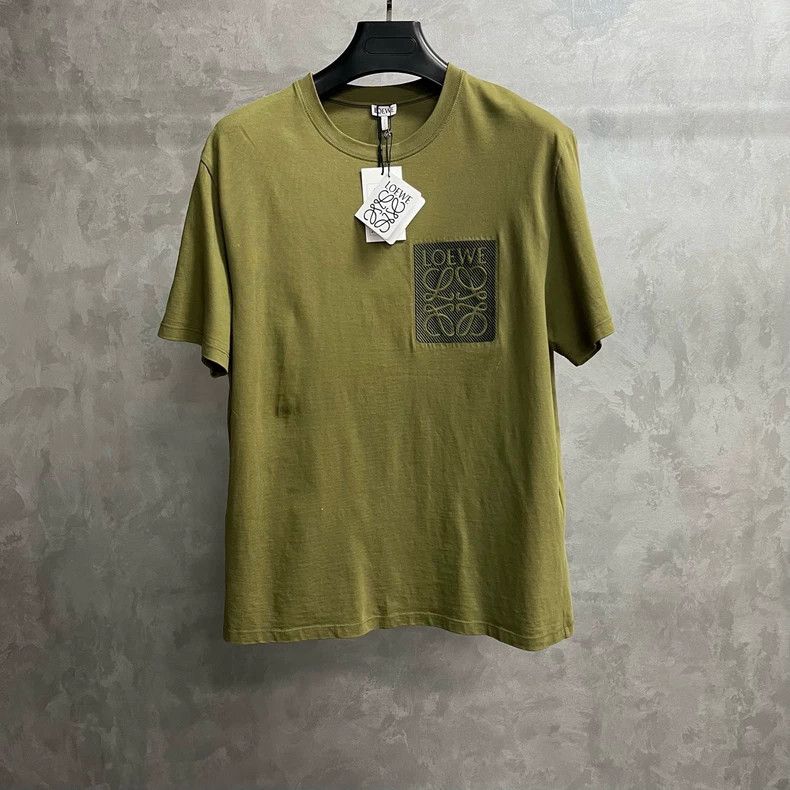 LOEWE Olive Green Logo Print T-Shirt - dmc