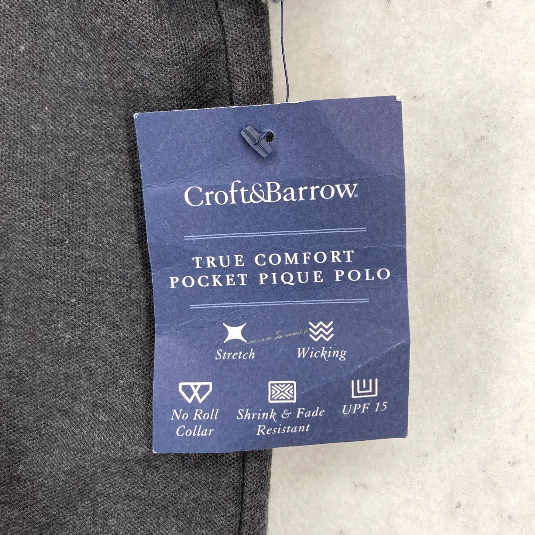Croft & Barrow Croft & Barrow True Comfort Pocket Pique Polo Mens Small Dark Gray Wicking NWT Size US S / EU 44-46 / 1 - 3 Thumbnail