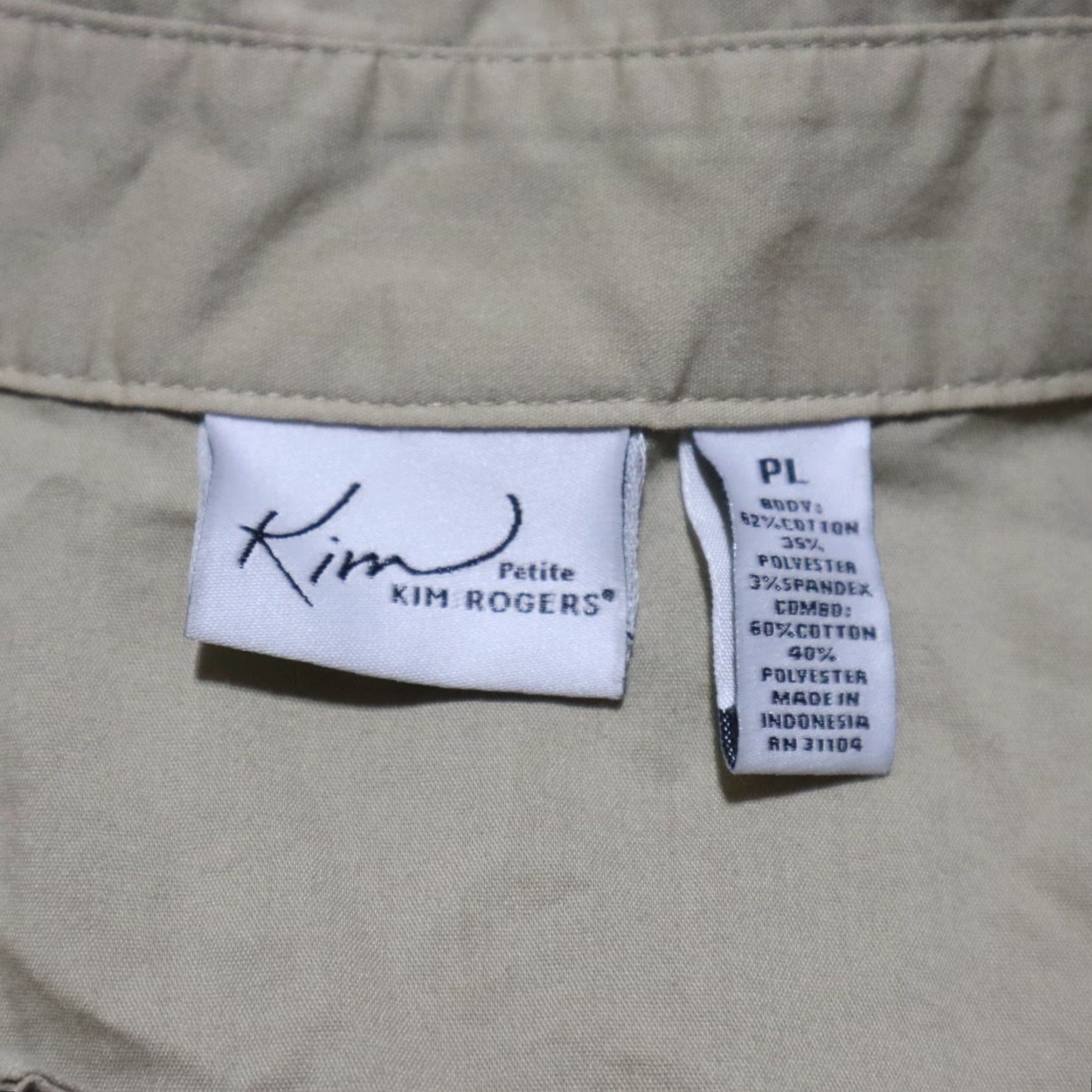 Vintage Kim Rogers Shirt Blouse 3/4 Sleeve Button Up Brown Women's PL Petite Large Size L / US 10 / IT 46 - 3 Thumbnail