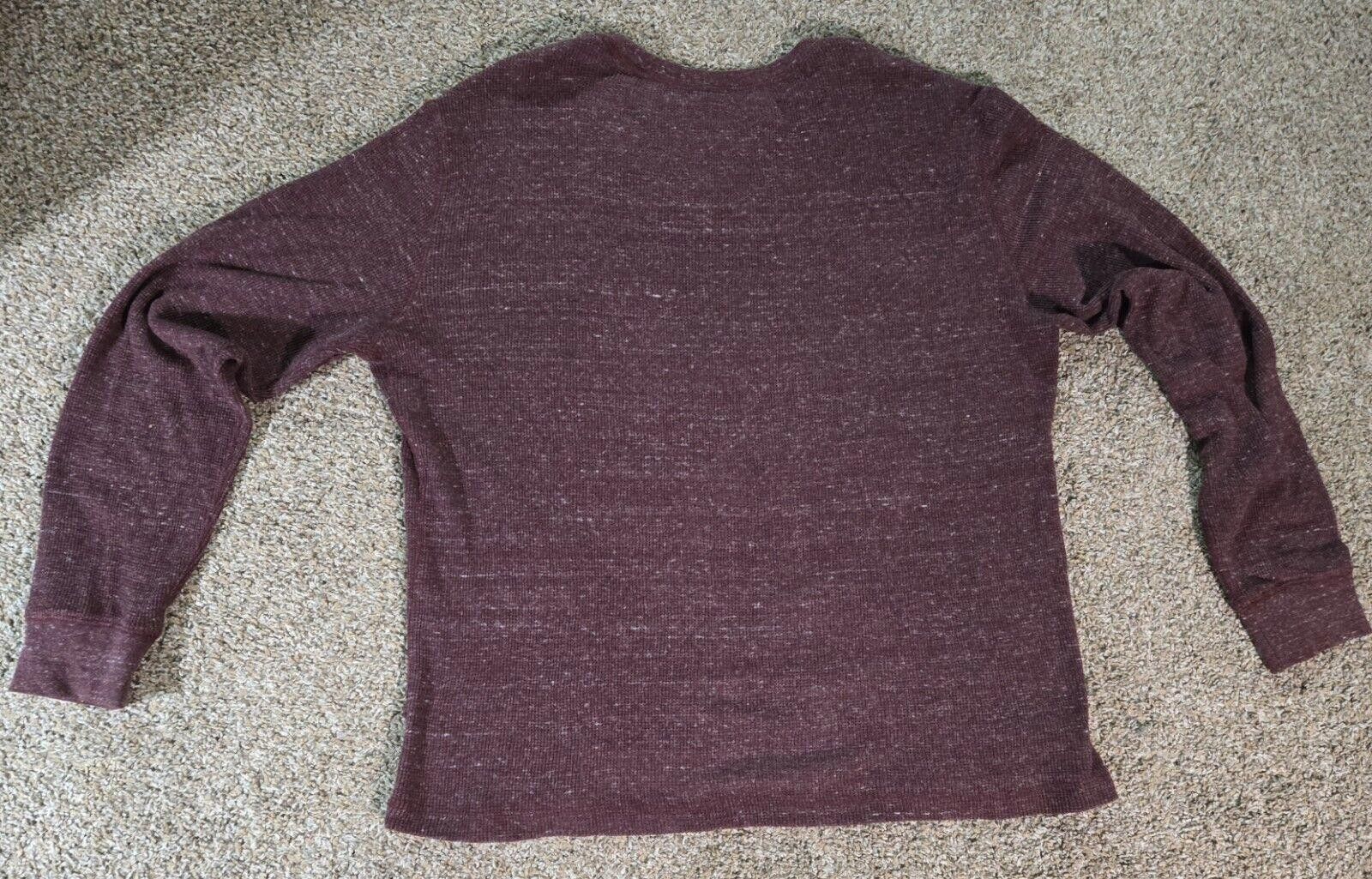 Designer Burgundy Ruff Hewn Henley Long Sleeve Shirt L Size US L / EU 52-54 / 3 - 9 Thumbnail