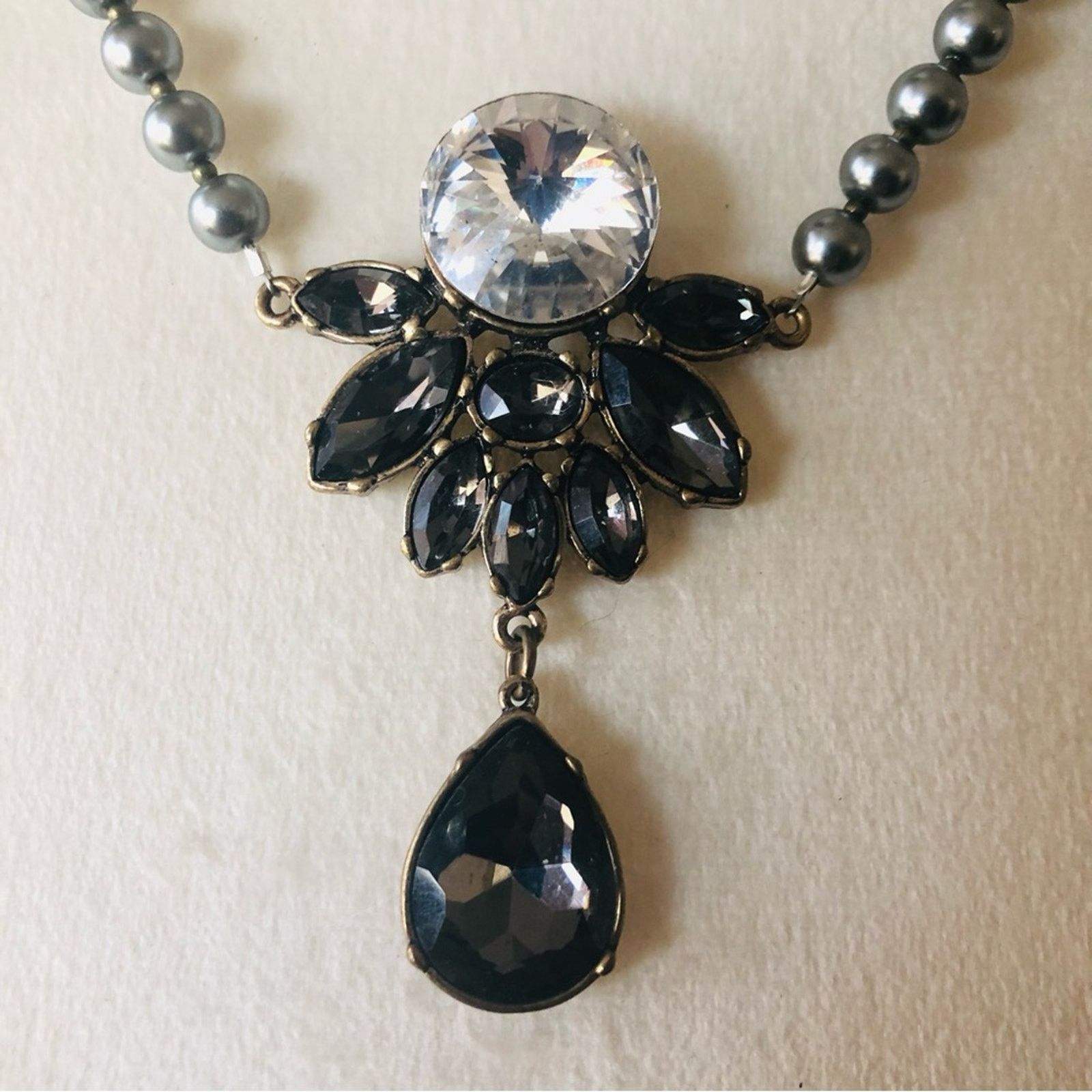 Handmade Handcrafted repurpose charcoal cluster Pearl necklace Size ONE SIZE - 7 Thumbnail