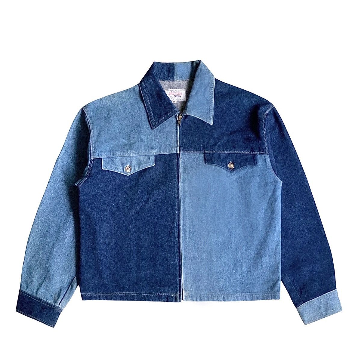 Japanese Brand A.T.LTD. two tone cropped trucker denim jacket indigo blue Size US M / EU 48-50 / 2 - 1 Thumbnail