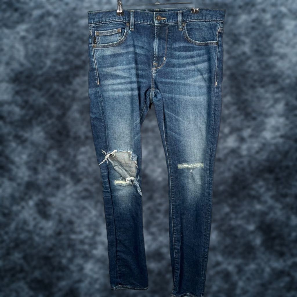 John Varvatos John Varvatos Jeans Skinny Distressed 33 Mens Blue Denim 5-Pocket Unwashed Vintage No N/A Size US 33 - 1 Thumbnail