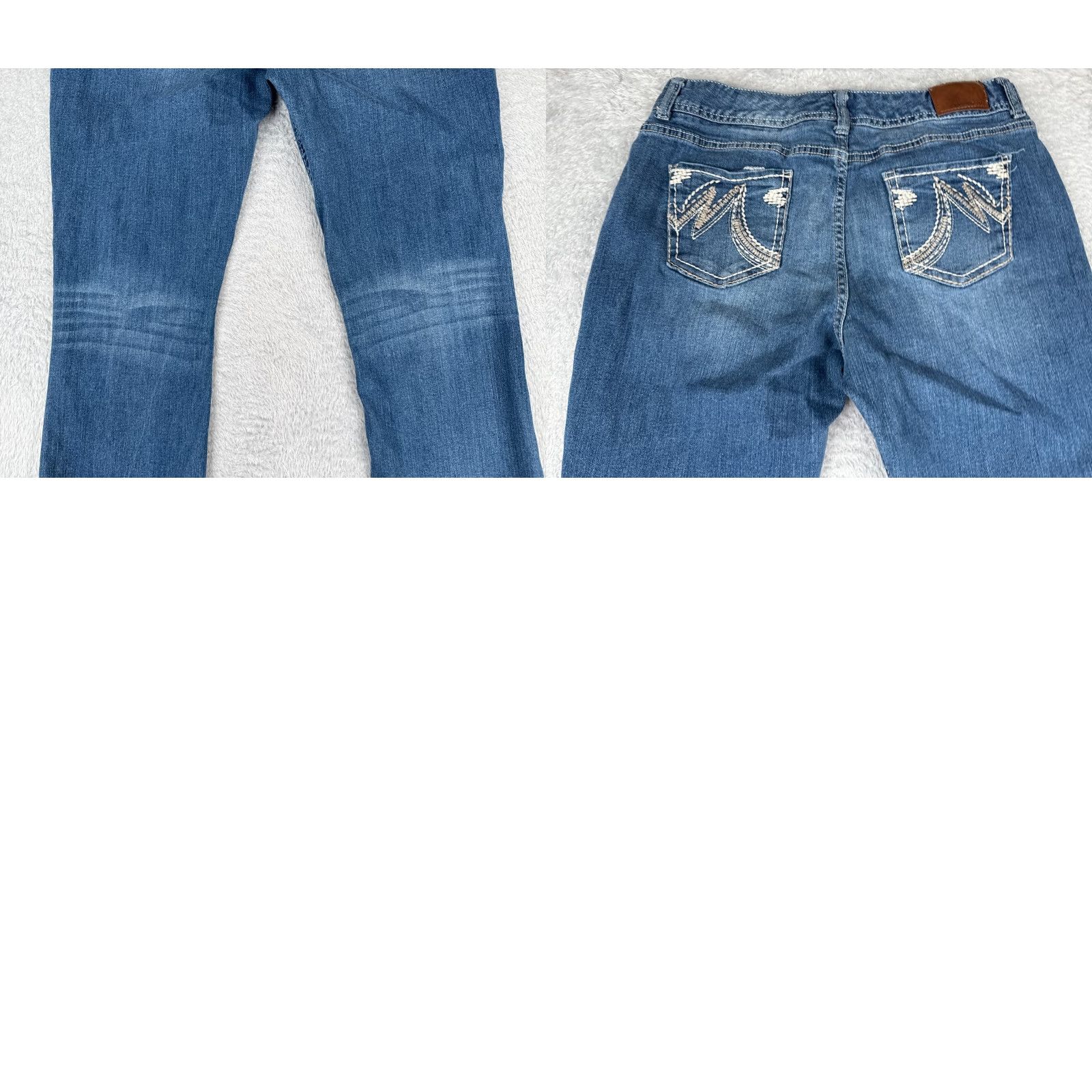 Vintage Maurices Jeans Womens 12 Blue Denim Flared Bootcut Raw Hem Embroidered 31x33 Size 34" / US 12 / IT 48 - 10 Thumbnail