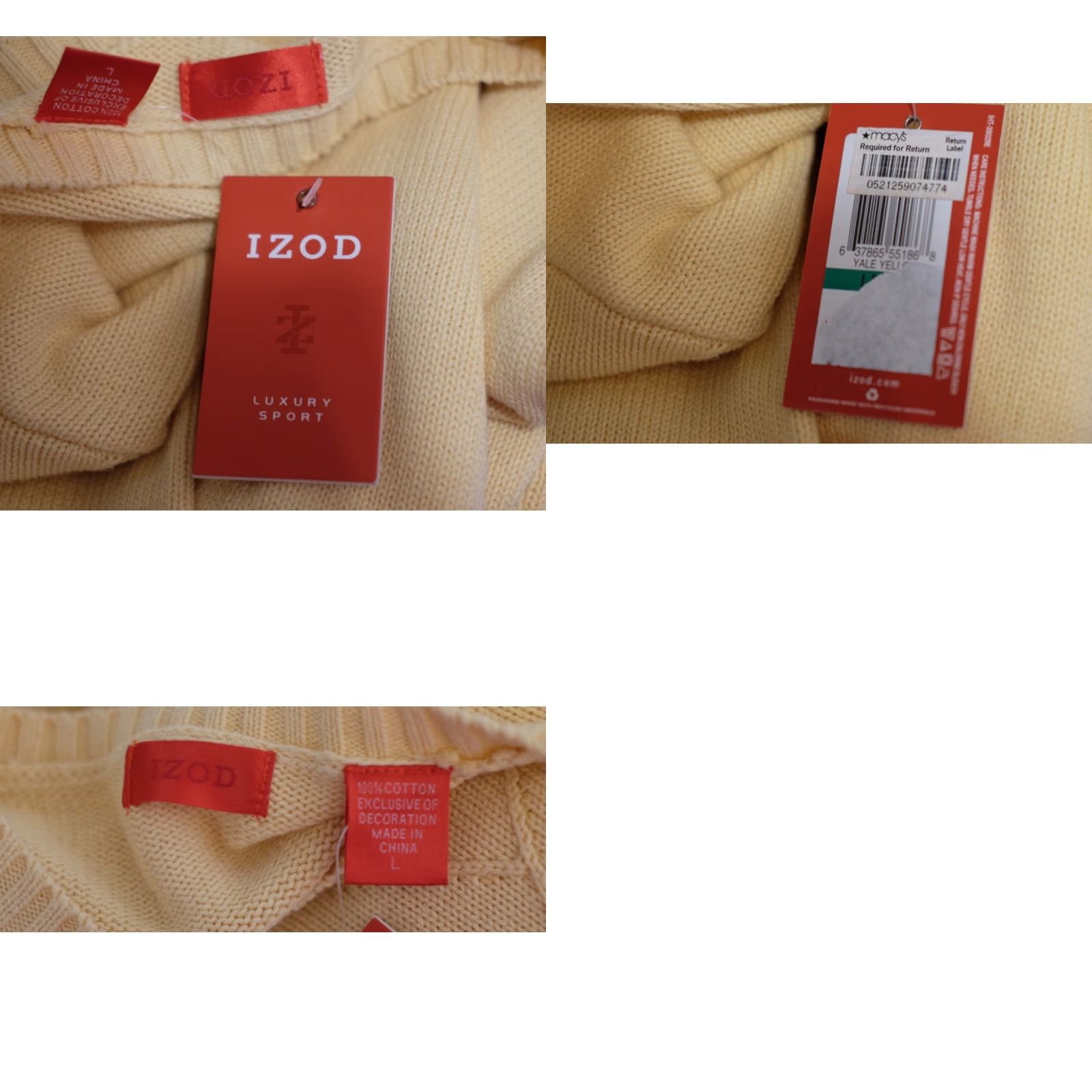 Izod IZOD Yellow Crew Neck Pullover Sweater Men's L Size US L / EU 52-54 / 3 - 9 Thumbnail
