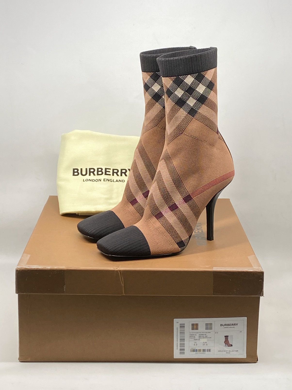 Burberry Burberry Square Toe Check Print Heel Booties size 37.5 Size US 7.5 / IT 37.5 - 13 Thumbnail