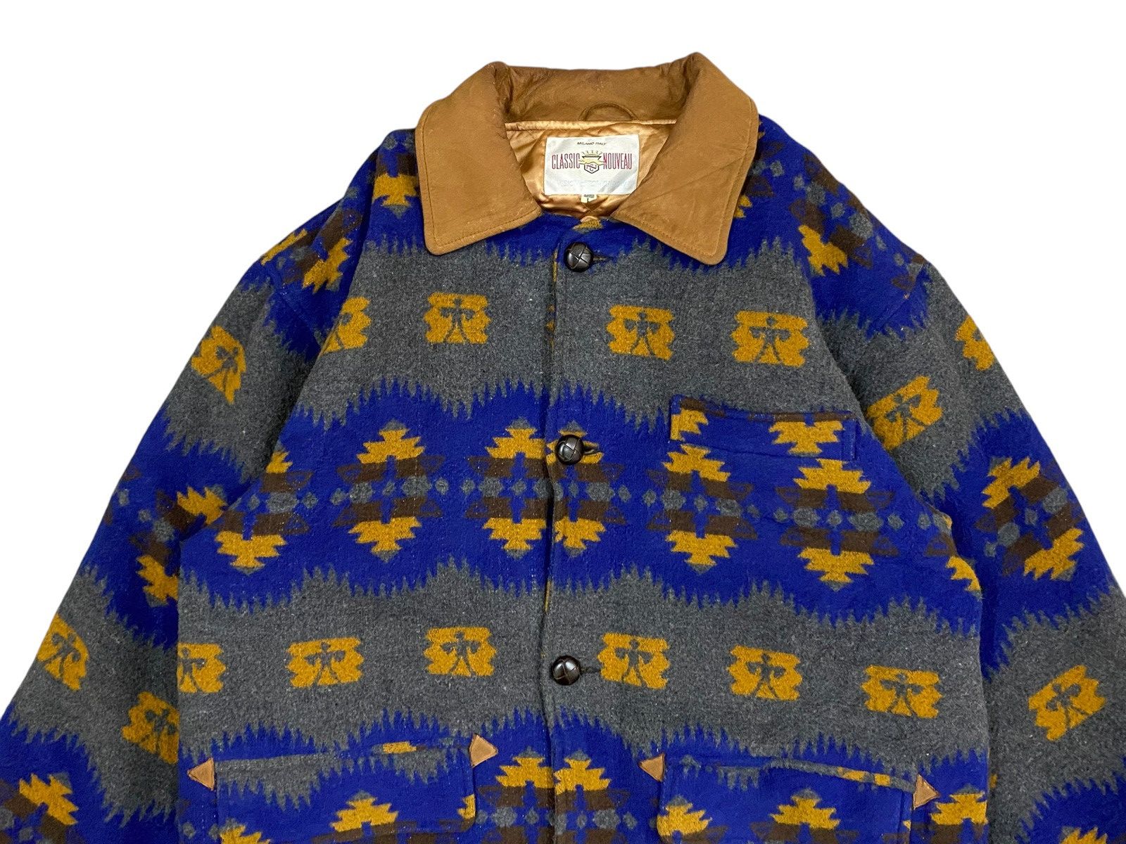 Vintage Vtg Classic Wool Jacket– Tribal Aztec Pattern Size US L / EU 52-54 / 3 - 3 Thumbnail
