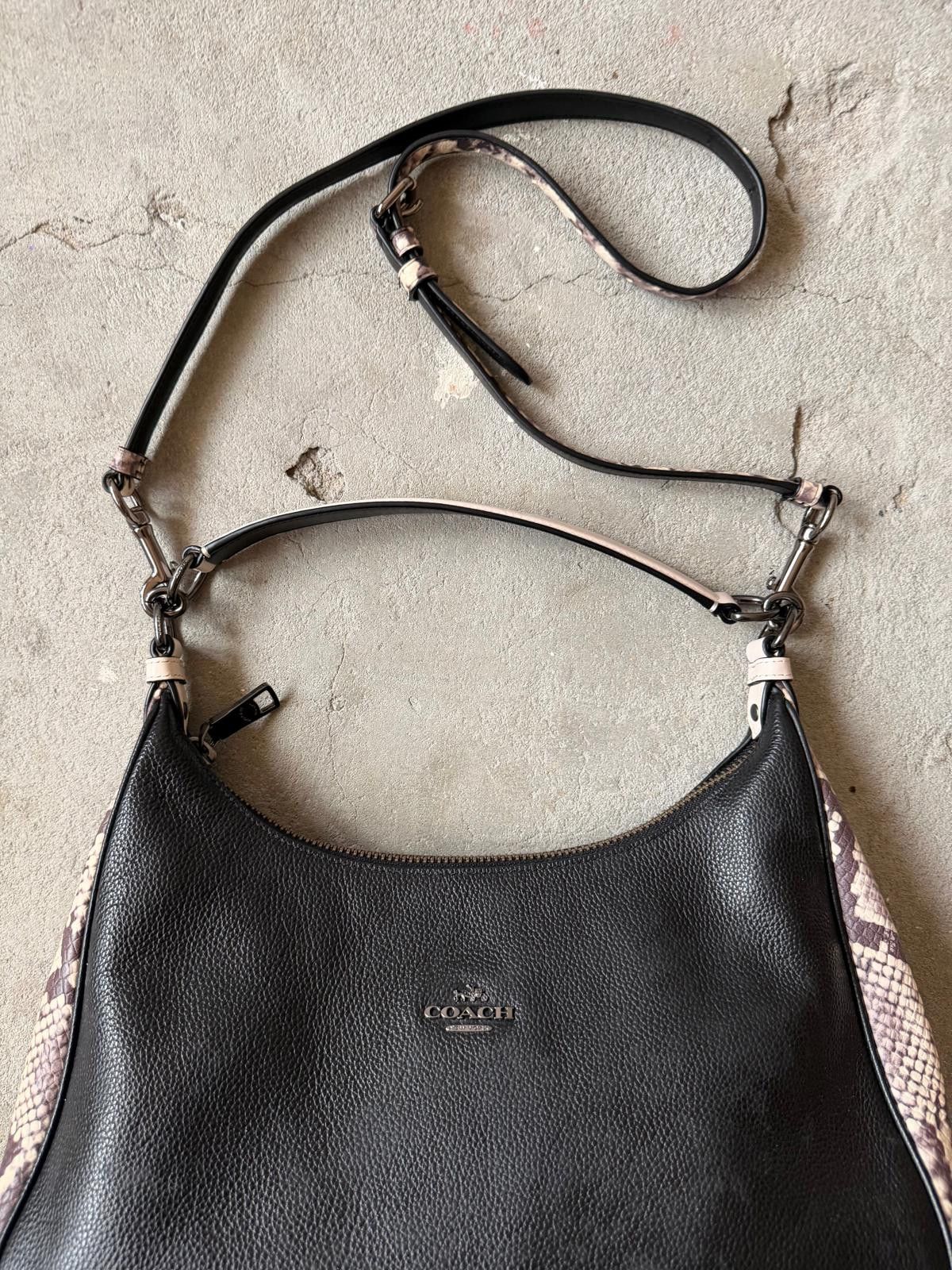 Coach Coach 2Way Harley Hobo Snake Embossed Shoulder Bag Black Size ONE SIZE - 3 Thumbnail