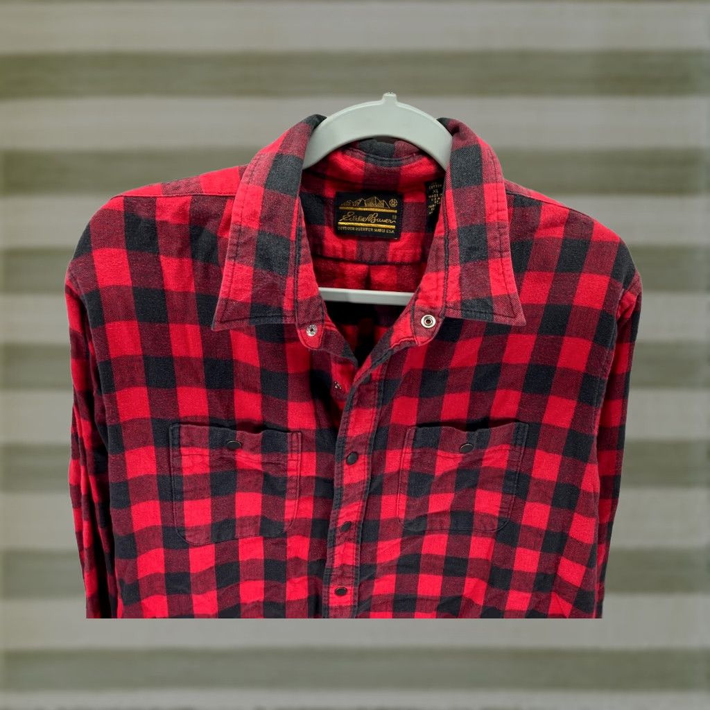 Eddie Bauer VINTAGE Eddie Bauer Snap Front Shirt Mens XL Red Black Plaid Flannel Rodeo Long Sleeve Size US XL / EU 56 / 4 - 1 Thumbnail