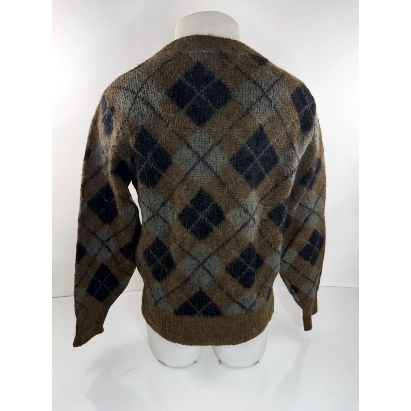 Jantzen JANTZEN Pullover Sweater Mens M Mohair Wool Argyle 1960s Brown Gray Blue Knit Vintage Size US M / EU 48-50 / 2 - 3 Thumbnail