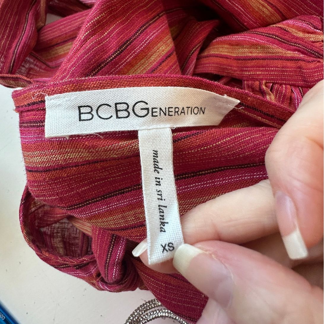 BCBGeneration BCBG Generation Halter Mini Dress XS Pink Striped Sleeveless Size XS / US 0-2 / IT 36-38 - 8 Thumbnail