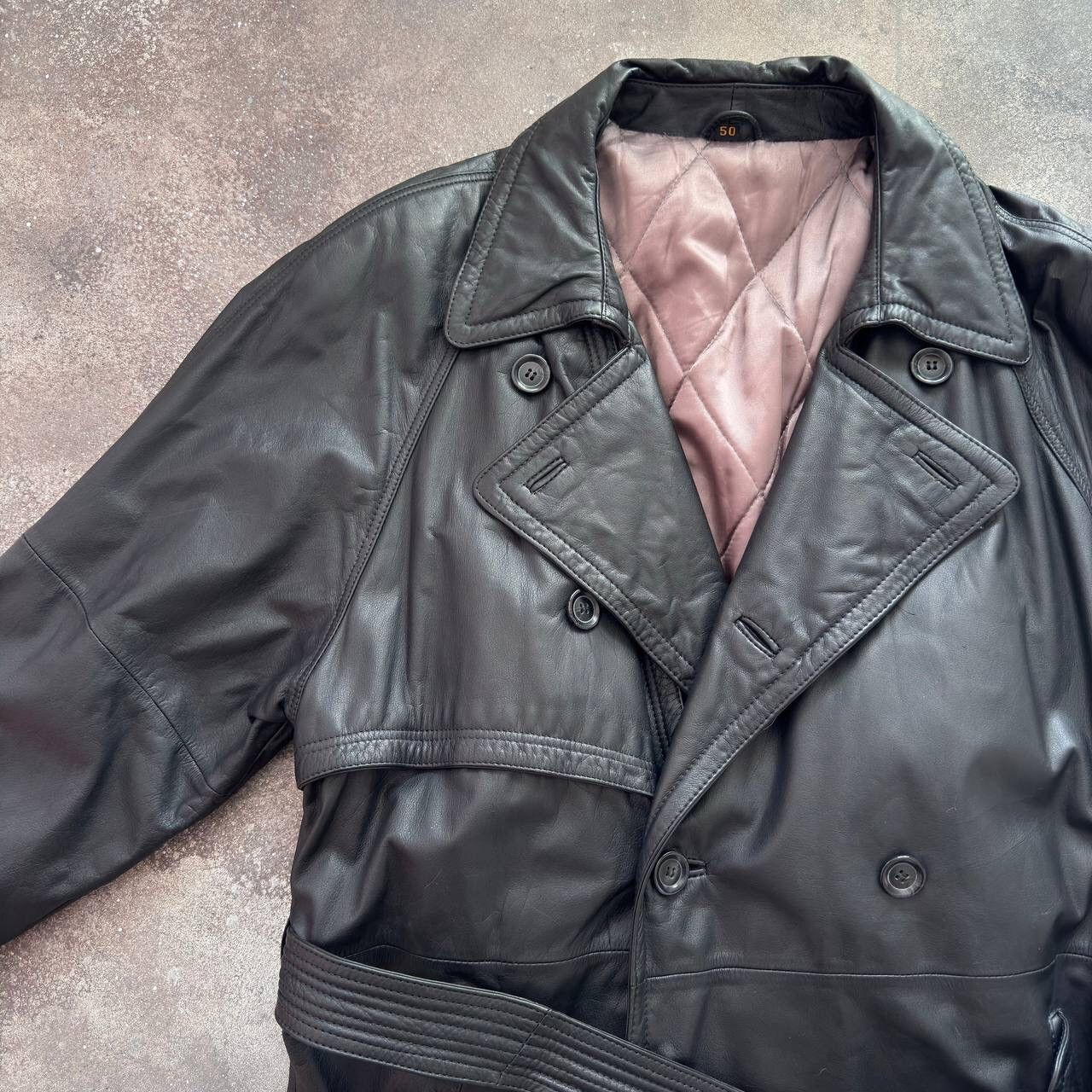 Other 90s Matrix Style Vintage Belted Leather Trench Coat Jacket Size US L / EU 52-54 / 3 - 4 Thumbnail