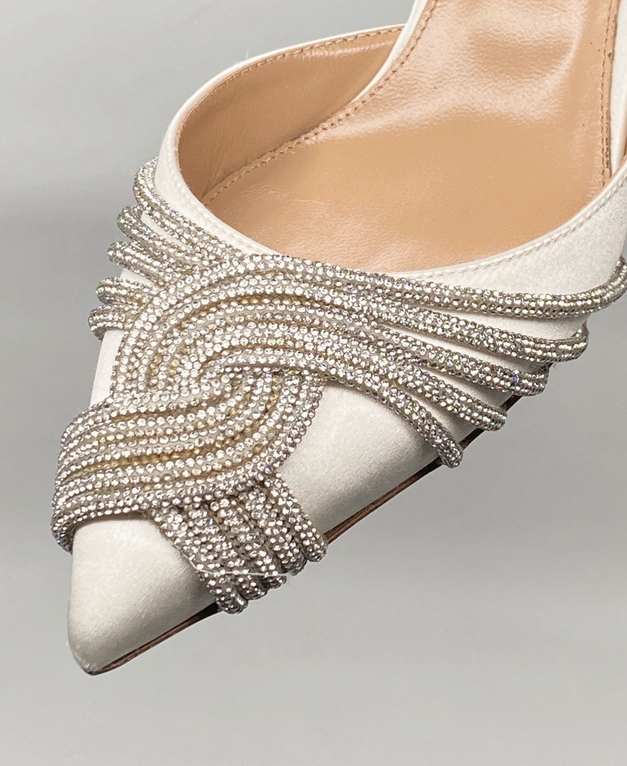 Aquazzura Aquazzura Gatsby 75 Crystal-Embellished Satin Pumps size 37 Size US 7 / IT 37 - 12 Thumbnail