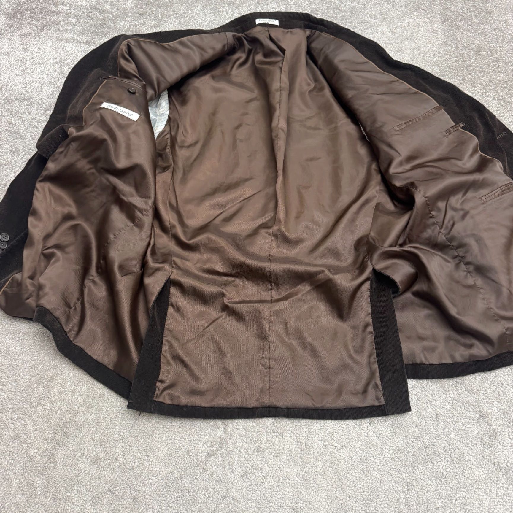 Pronto Uomo Pronto Uomo Corduroy Sport Coat Blazer Jacket Mens 46R Brown Double-Vented Work Size 46R - 4 Thumbnail