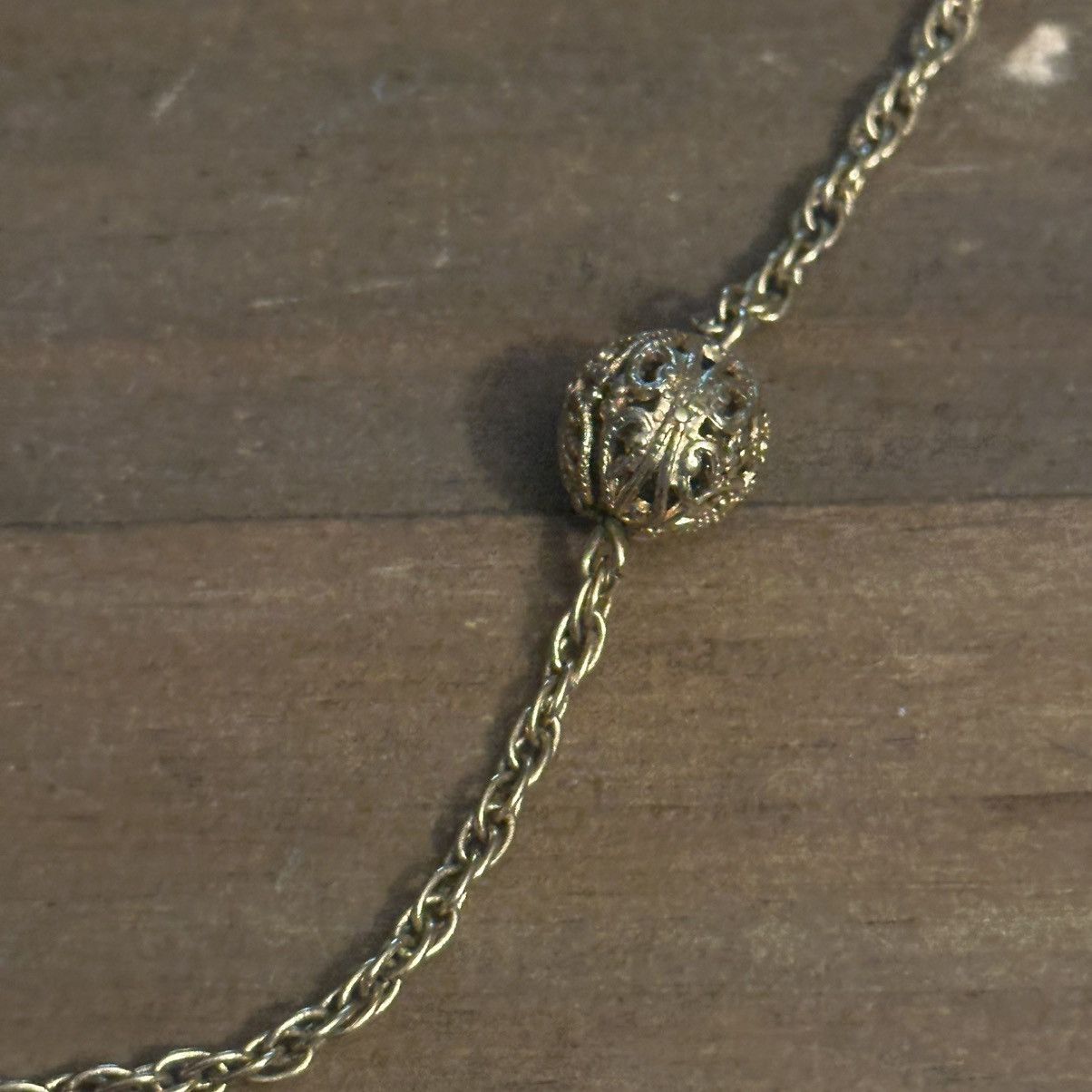 Vintage Vintage gold tone station filigree bead chain necklace Size ONE SIZE - 4 Thumbnail