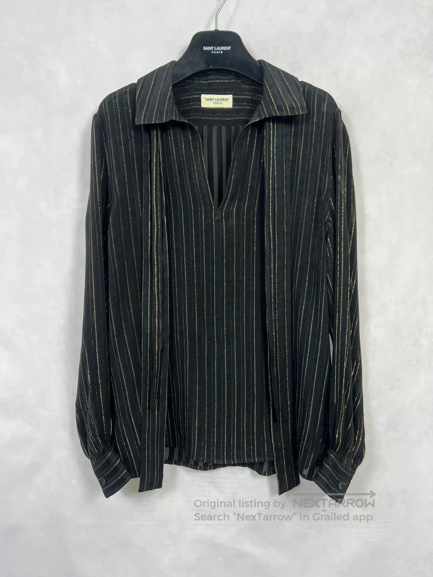 Saint Laurent Paris Saint Laurent Black Gold Stripe Shirt. Size US S / EU 44-46 / 1 - 2 Thumbnail