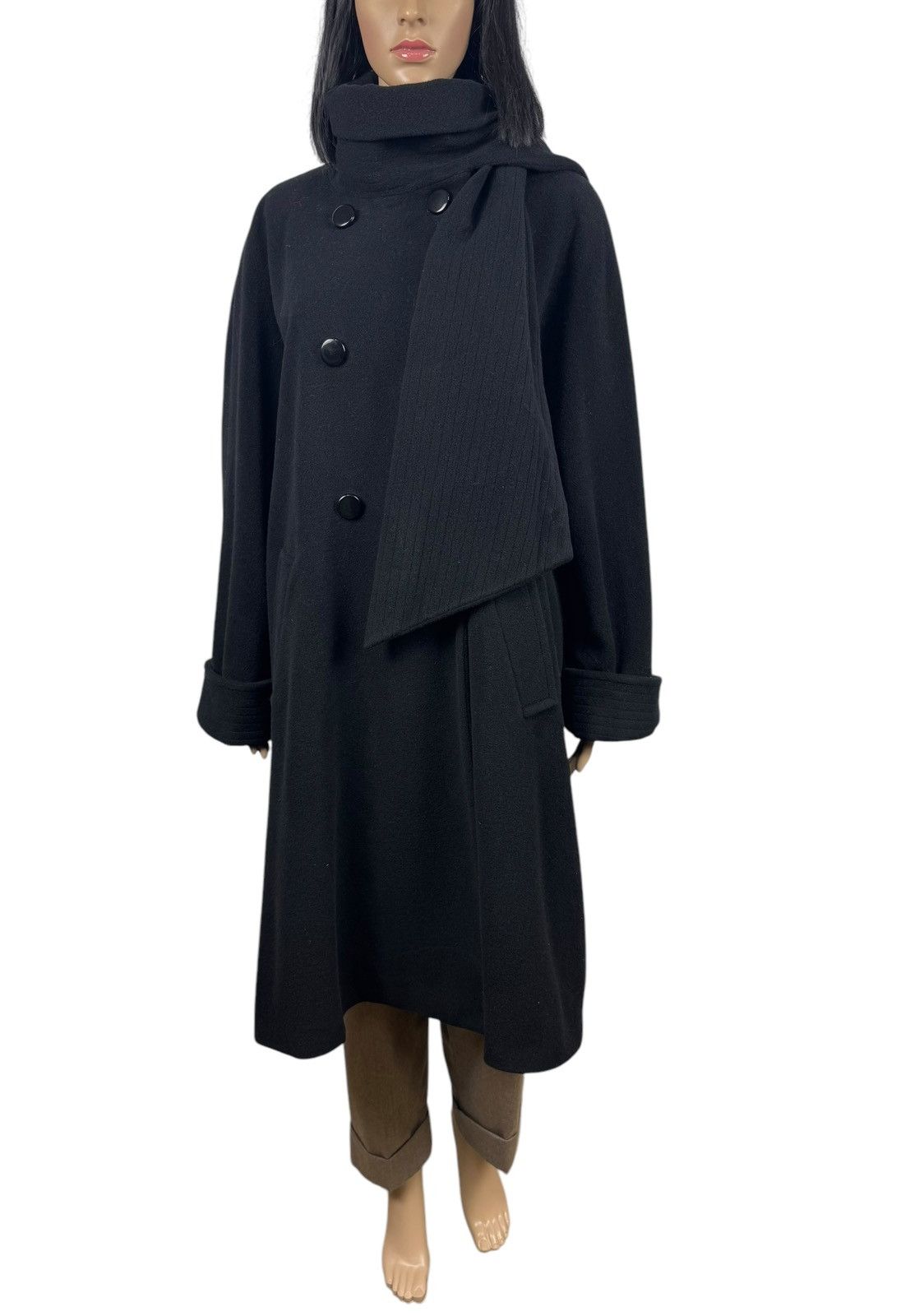 Escada Escada By Margaretha Ley Wool Overcoat Scarf Decor DE40 IT46 Size L / US 10 / IT 46 - 2 Thumbnail
