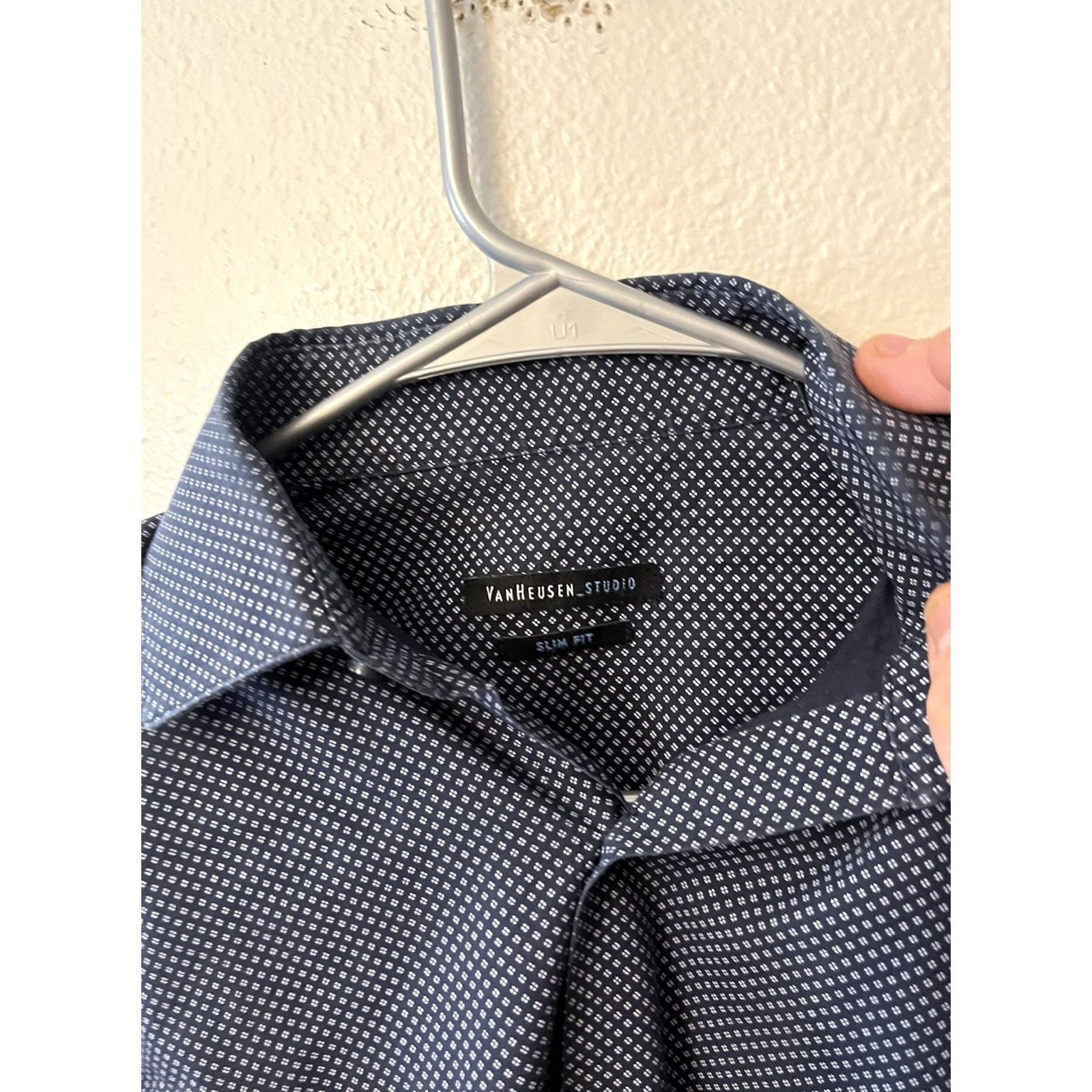Van Heusen Van Heusenstudio Button Down Shirt - Slim Fit - Blue Long Sleeve Mens - Vintage-No Size US S / EU 44-46 / 1 - 2 Thumbnail
