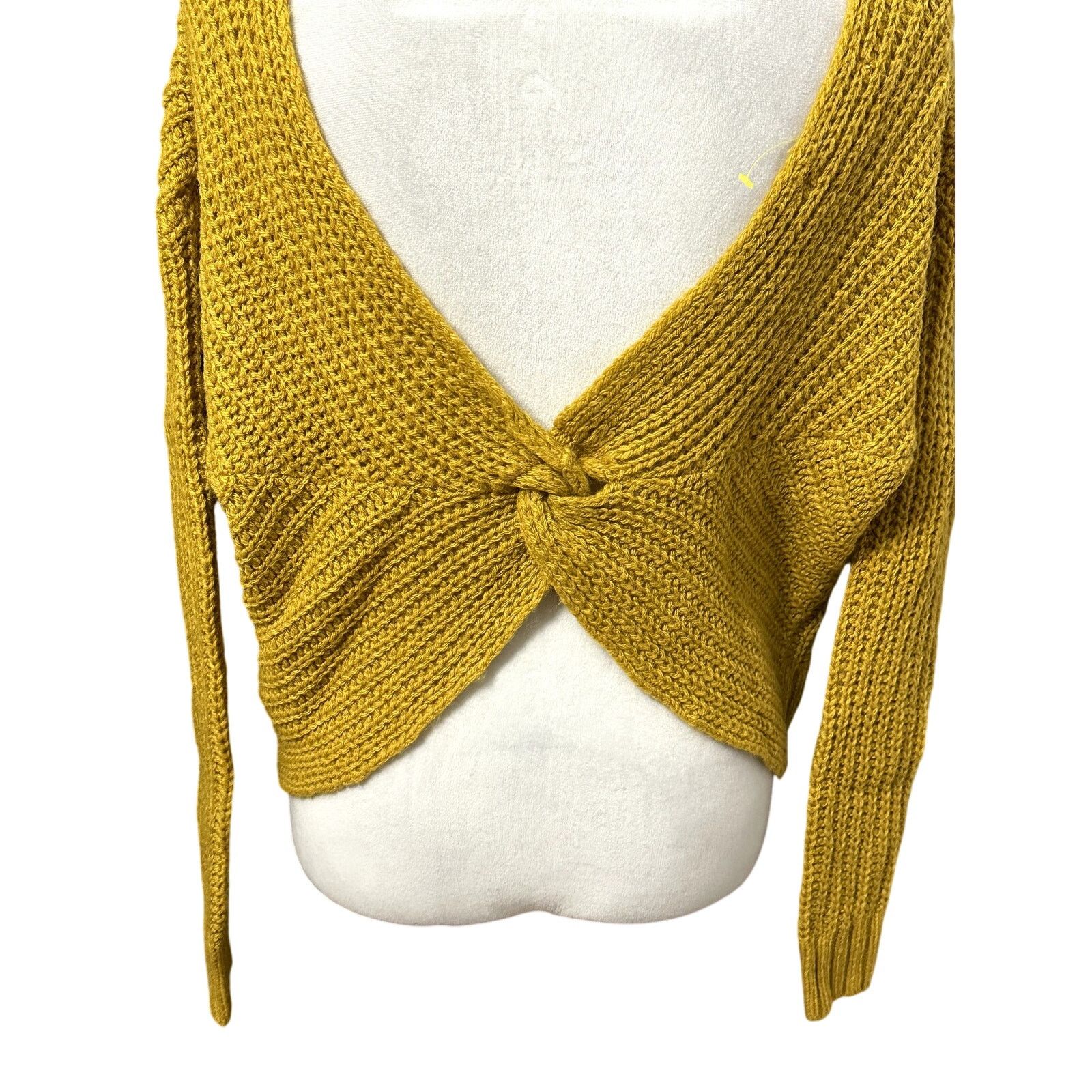 Other Kaisely Sweater Cropped Open Back Waffle Knit Mustard Small Size S / US 4 / IT 40 - 6 Thumbnail