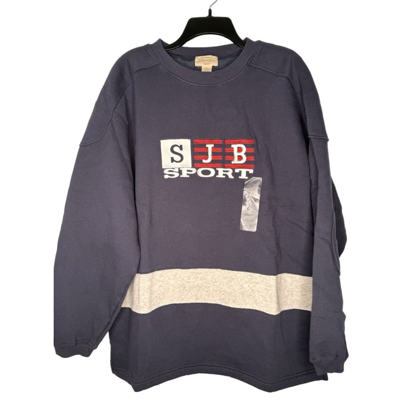 Vintage VINTAGE St. John's Bay Sweatshirt Mens Large Embroidered Pullover 90s Sports Blue Wrist? Size US L / EU 52-54 / 3 - 1 Thumbnail