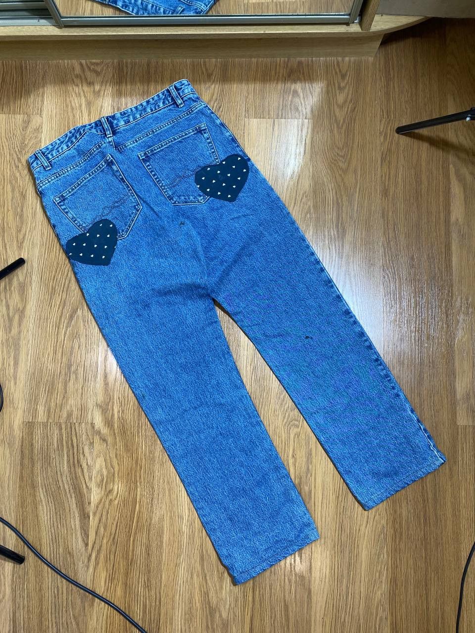 Vintage 💥Distressed Vintage Flared Dirty Washed Crash Denim Jeans Size US 32 / EU 48 - 18 Thumbnail