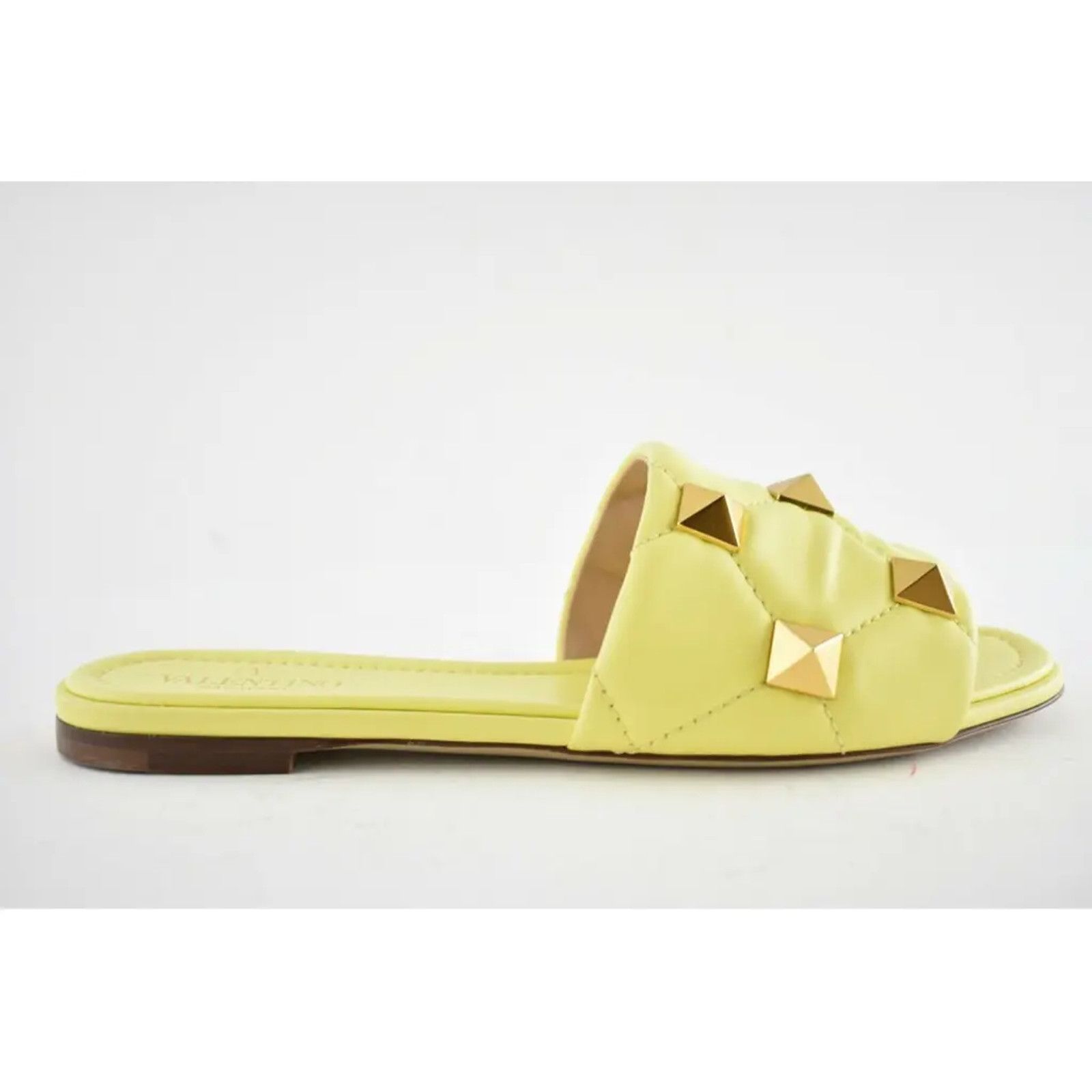 Valentino Valentino Rockstud Roman Stud Lime Yellow Leather Quilted Size US 5 / IT 35 - 2 Thumbnail
