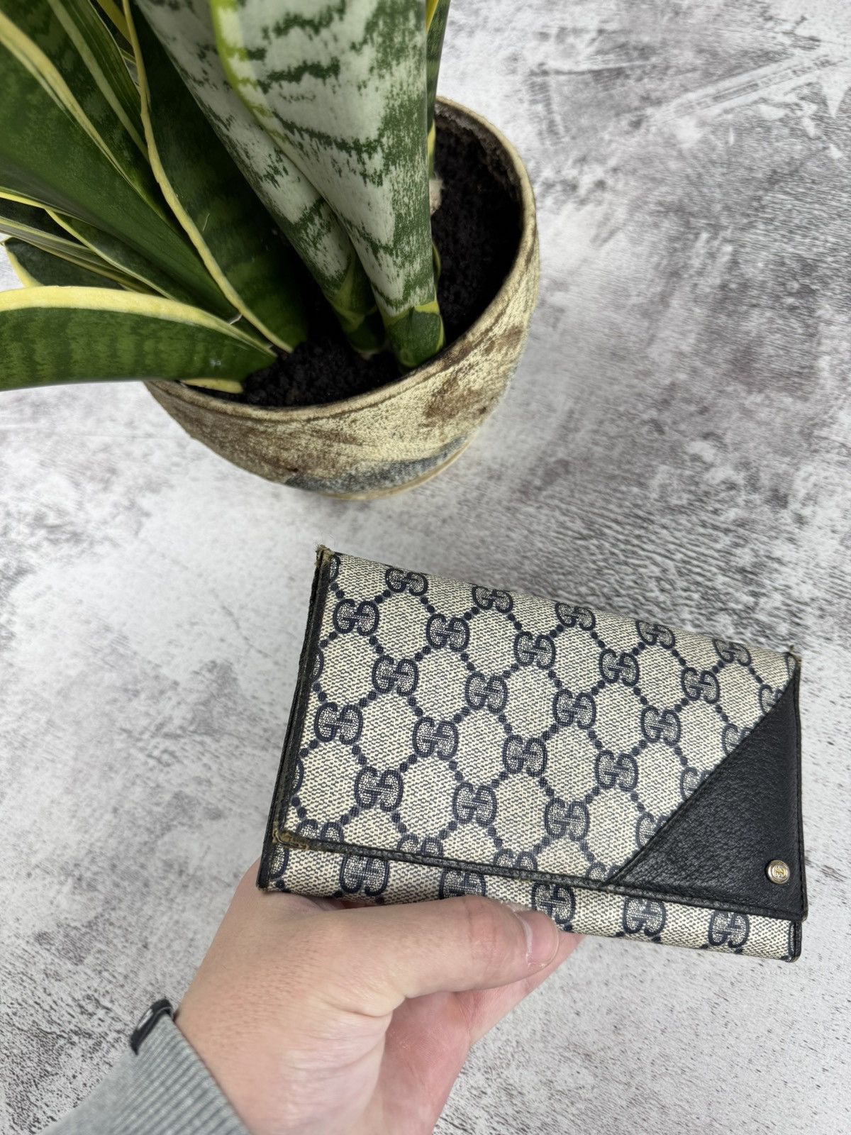 Gucci Gucci GG Canvas Made in Italy Beige Vintage Unisex Authentic Monogram Big Wallet Size ONE SIZE - 4 Thumbnail