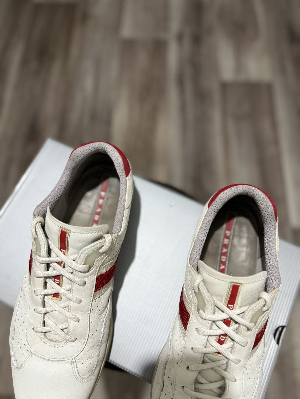 Prada PRADA AMERICAS CUP LEATHER SNEAKERS MEN’S SHOES WHITE 4E1298 Size US 9 / EU 42 - 7 Thumbnail