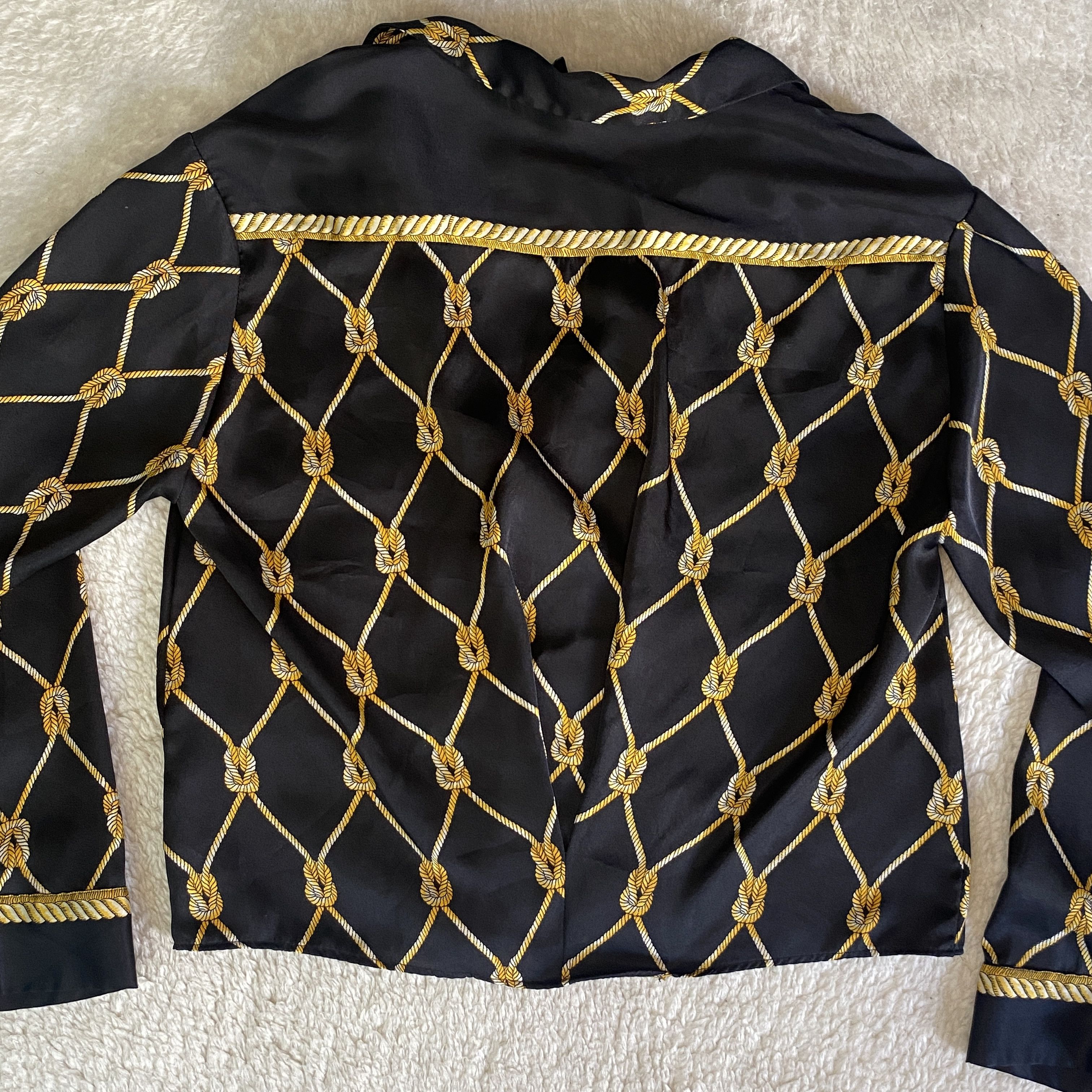 Zara ZARA TRF Collection Black Gold Chain Print Button Up Top Size S / US 4 / IT 40 - 3 Thumbnail