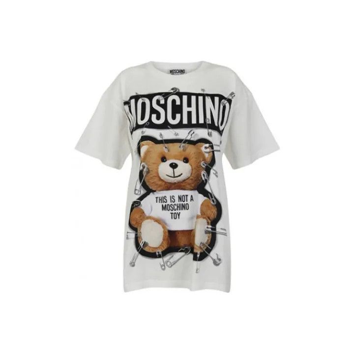 Moschino Moschino Bear Print Classic Cotton T-Shirt 0079 Size XS / US 0-2 / IT 36-38 - 1 Thumbnail